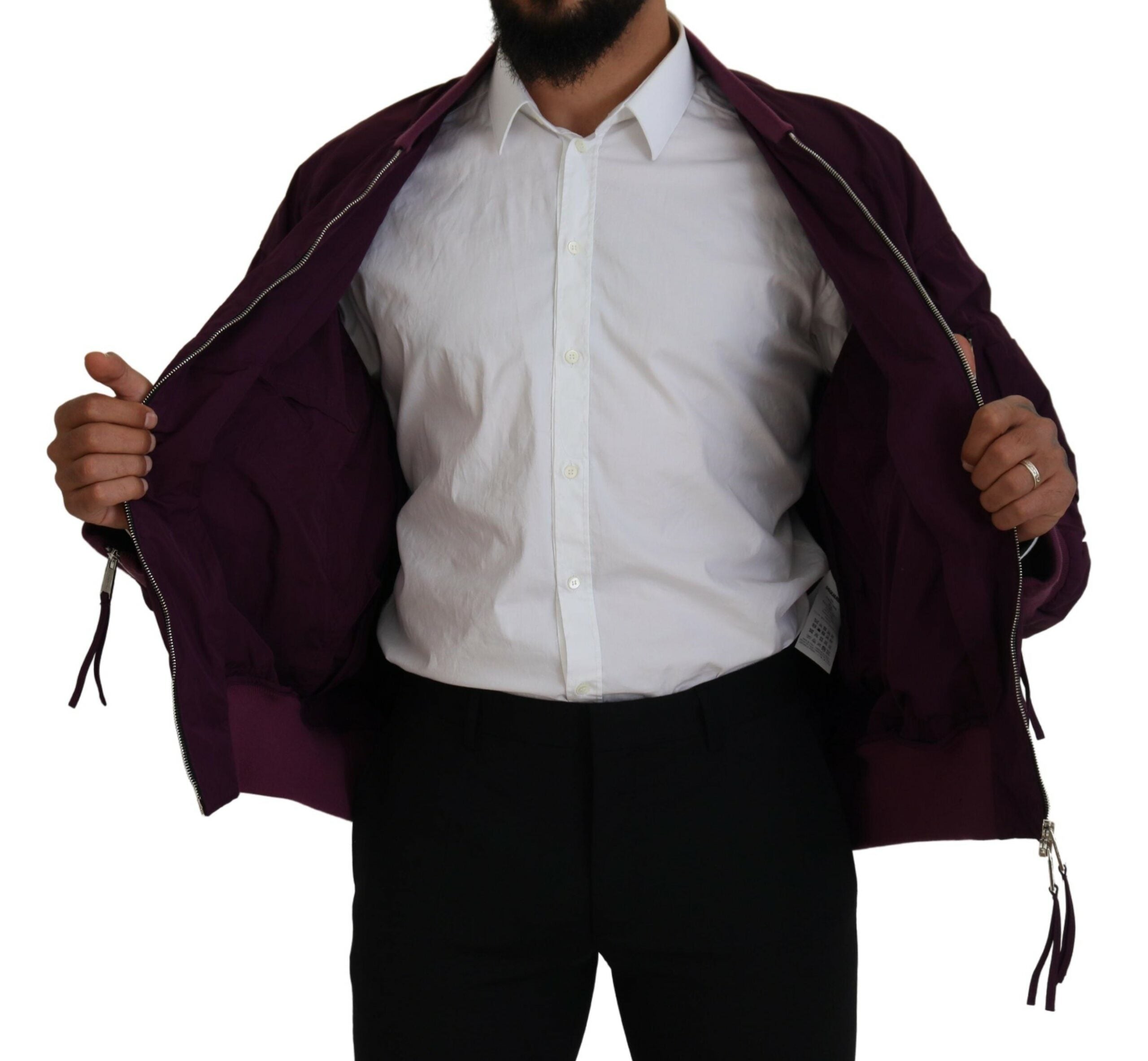 Veste bomber en polyester violet de Dsquared² avec fermeture éclair complète et design moderne.