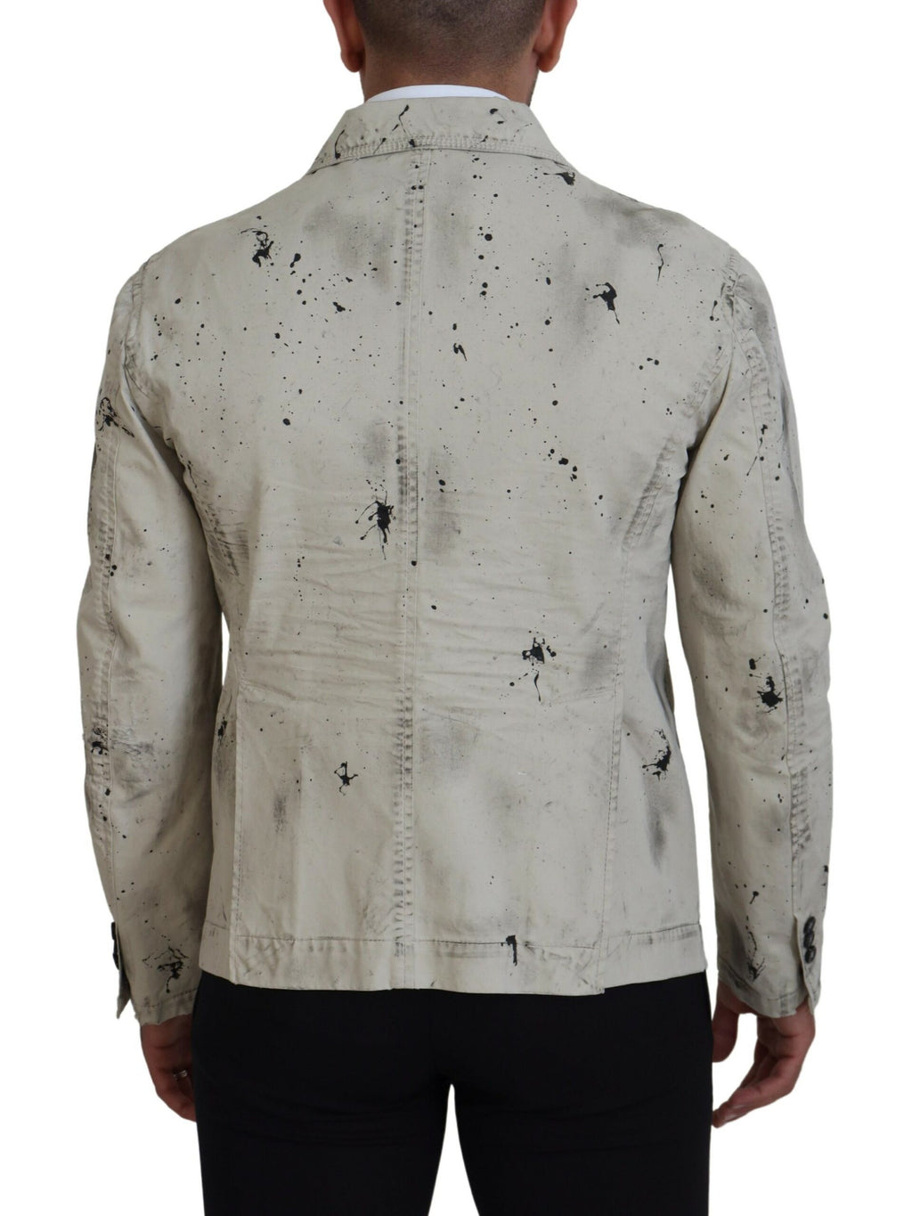 Veste en jean décontractée Dsquared² avec imprimé éclaboussure blanc et noir, style casual et tendance.