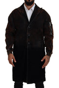 Manteau long marron pour homme de la marque Dsquared², en coton avec boutons, style élégant et décontracté.