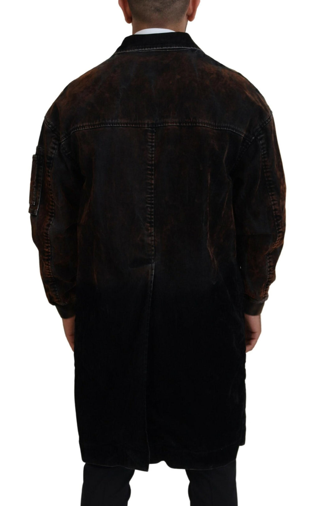 Manteau long marron pour homme en coton avec boutons, signé Dsquared², style élégant et classique.