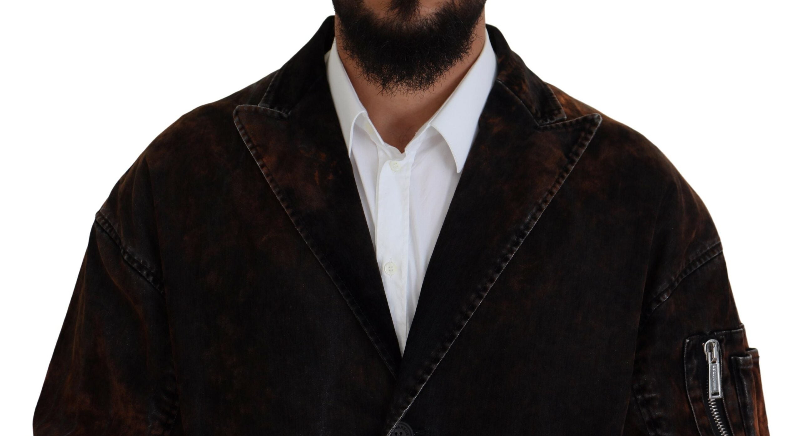 Manteau long pour homme en coton marron avec boutons, signé Dsquared², veste élégante et décontractée.