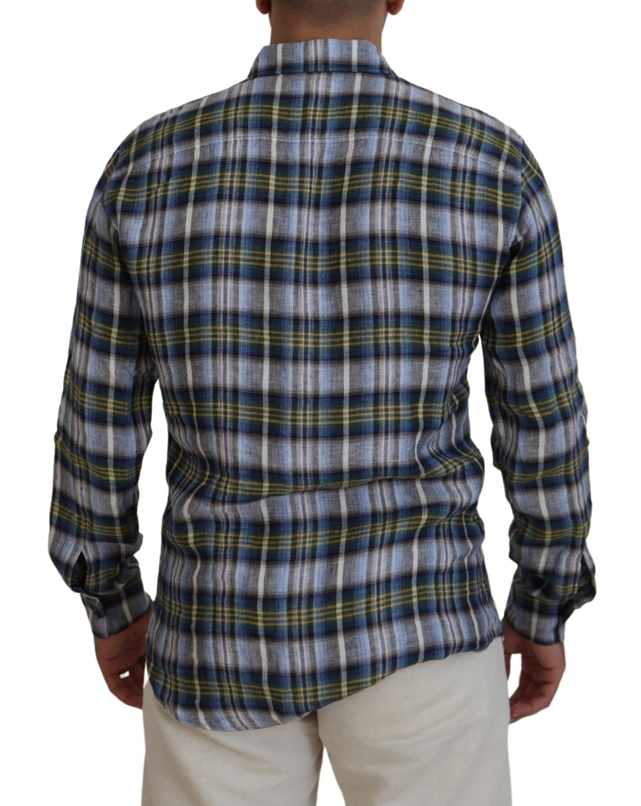Chemise homme à manches longues à carreaux multicolores de Dsquared², style décontracté et tendance.