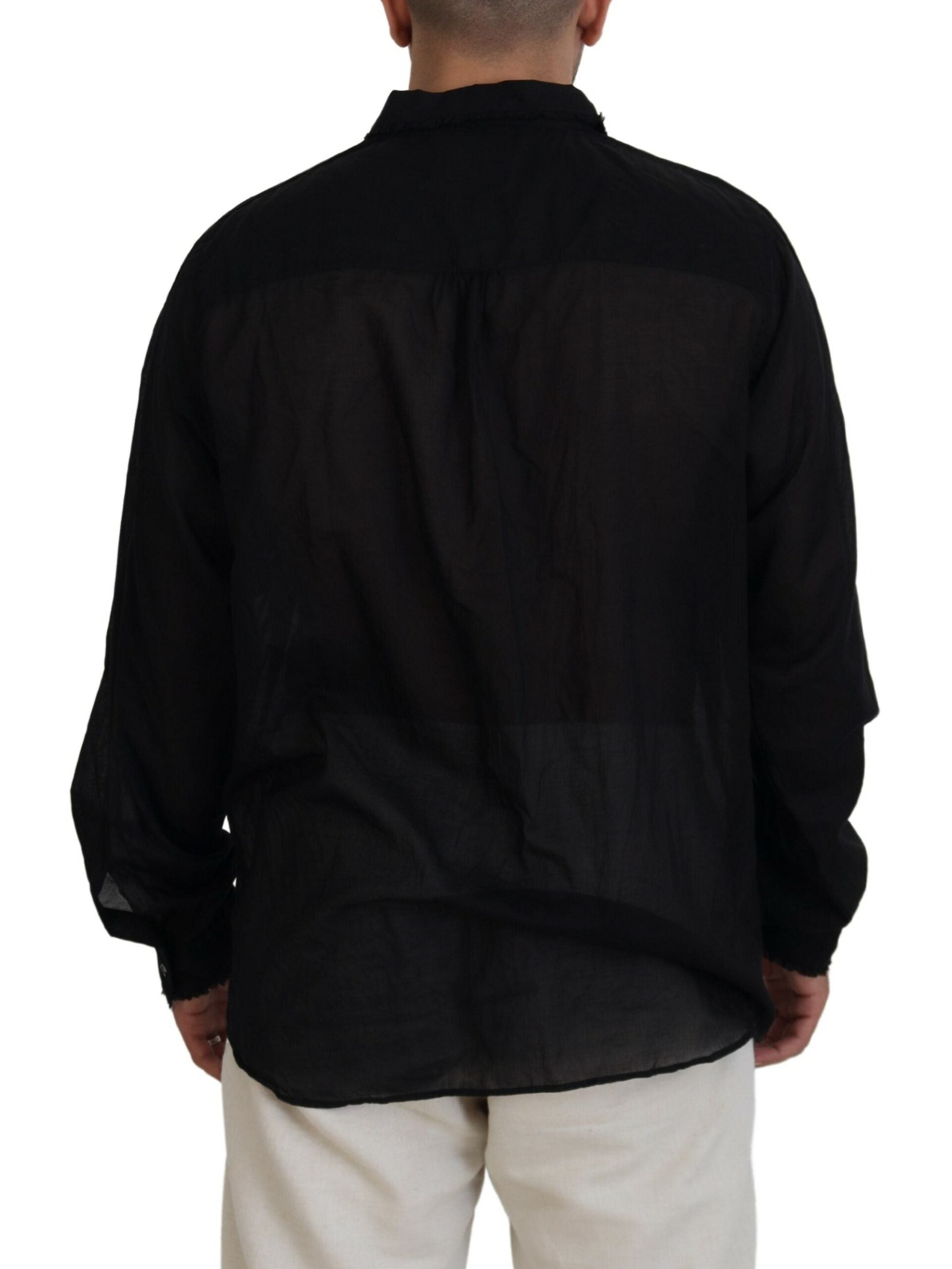 Chemise formelle noire en coton à col pour hommes, dsquared², manches longues, style élégant et sophistiqué