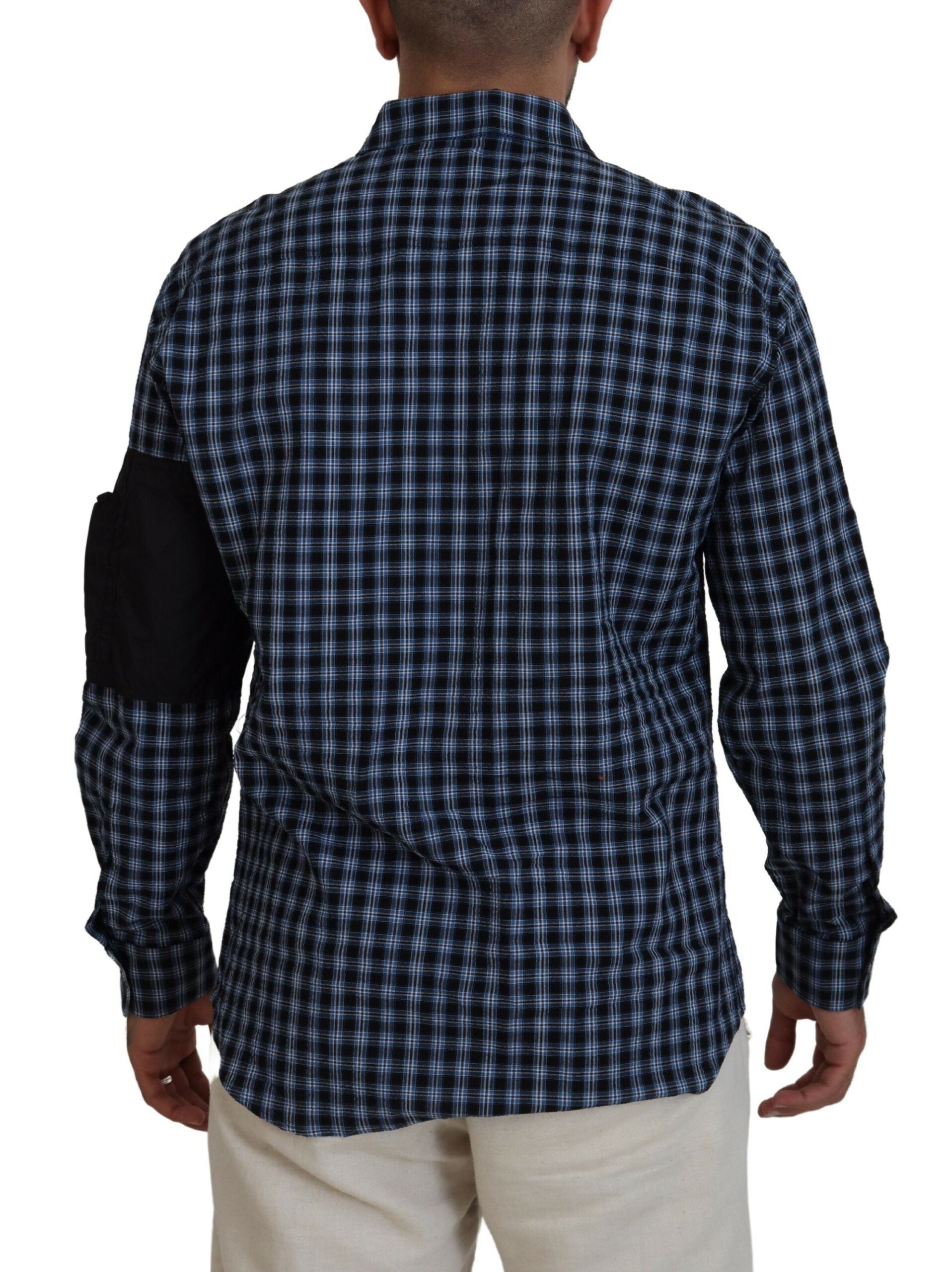 Chemise à manches longues pour hommes Dsquared² à carreaux multicolores et noirs, style décontracté et tendance.