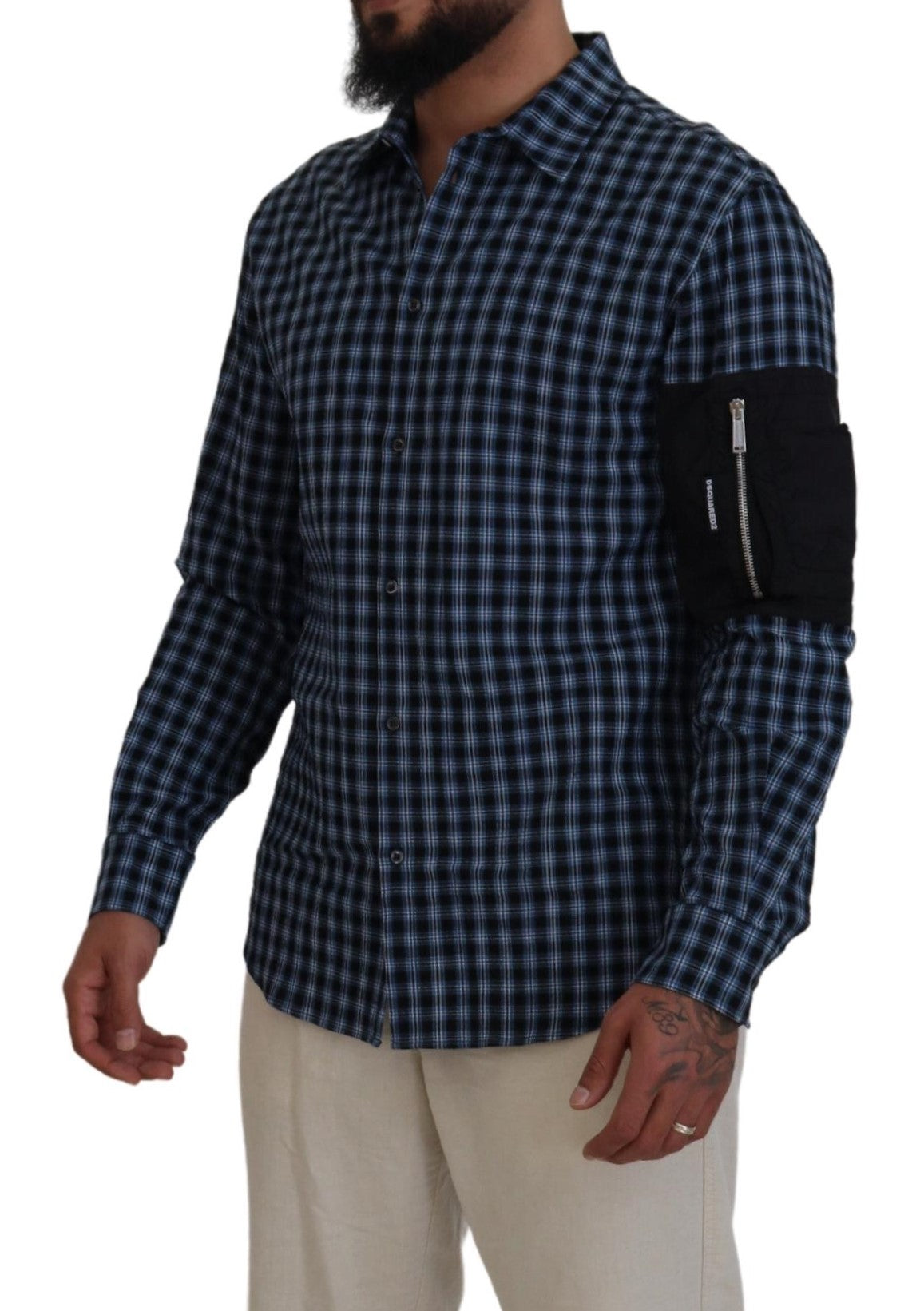 Chemise à manches longues pour homme Dsquared² à carreaux multicolores et noirs, style décontracté et tendance