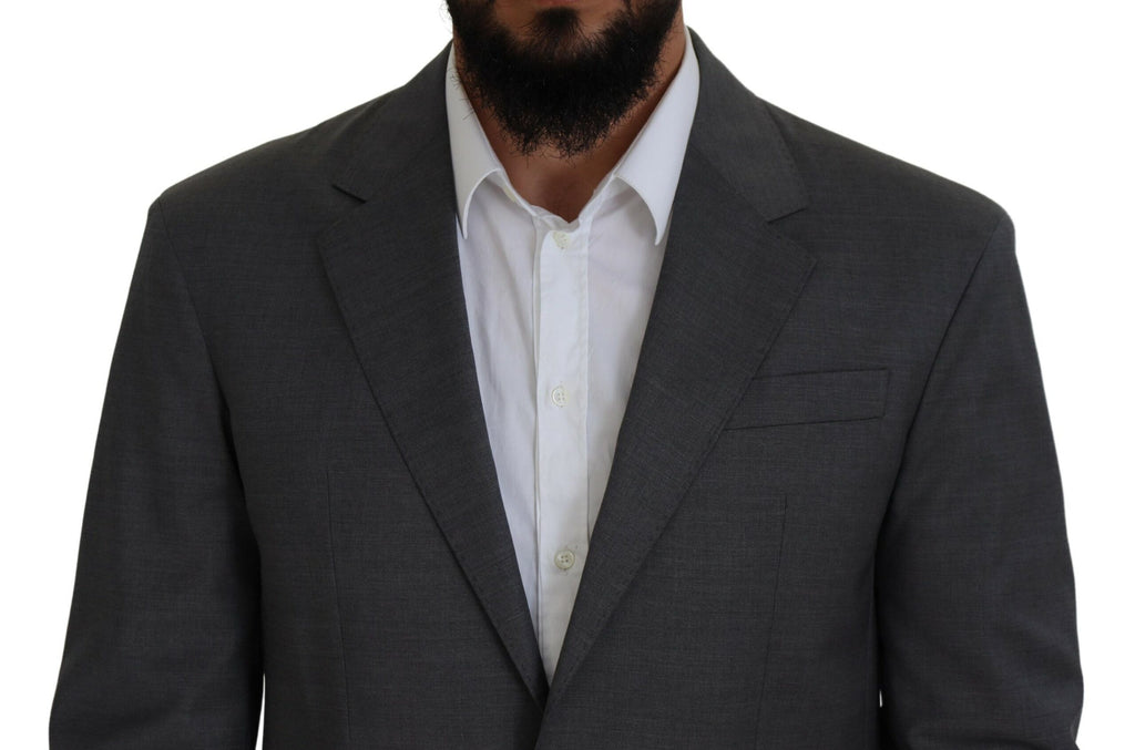 Costume gris en laine à deux pièces DSquared², veste à boutonnière simple et pantalon assorti, élégant et classique.