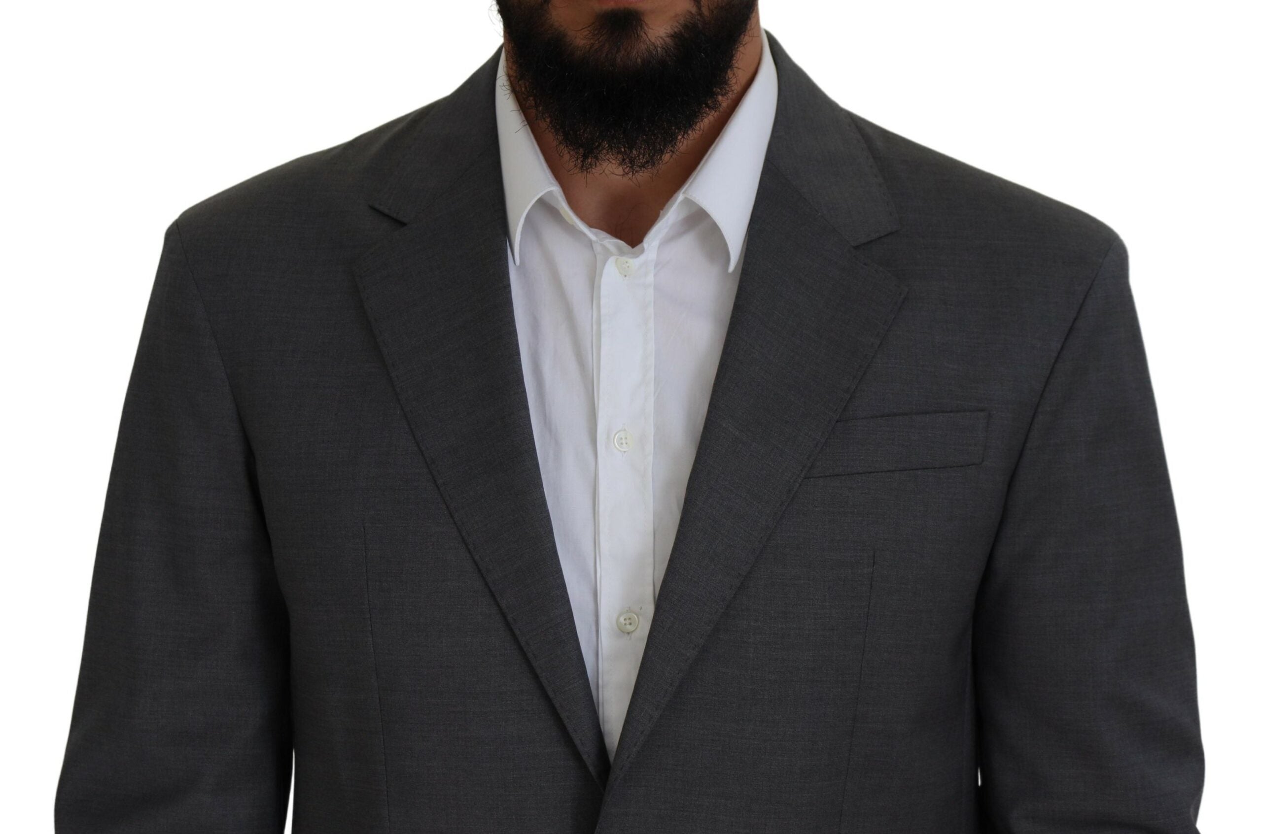 Costume gris en laine à deux pièces DSquared², veste à boutonnière simple et pantalon assorti, élégant et classique.