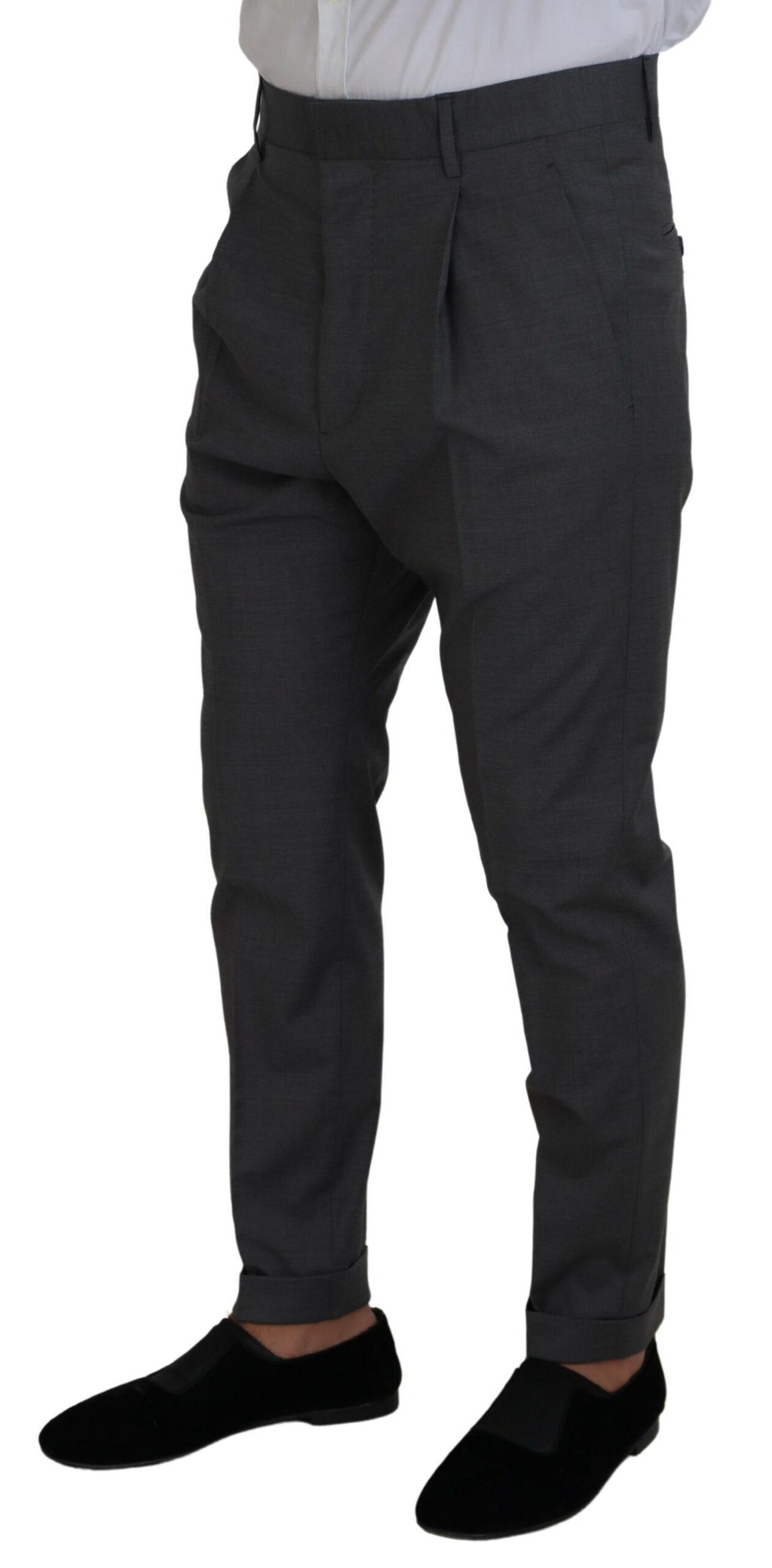 Costume deux pièces en laine gris de Dsquared², veste à un bouton et pantalon assorti, élégant et classique.