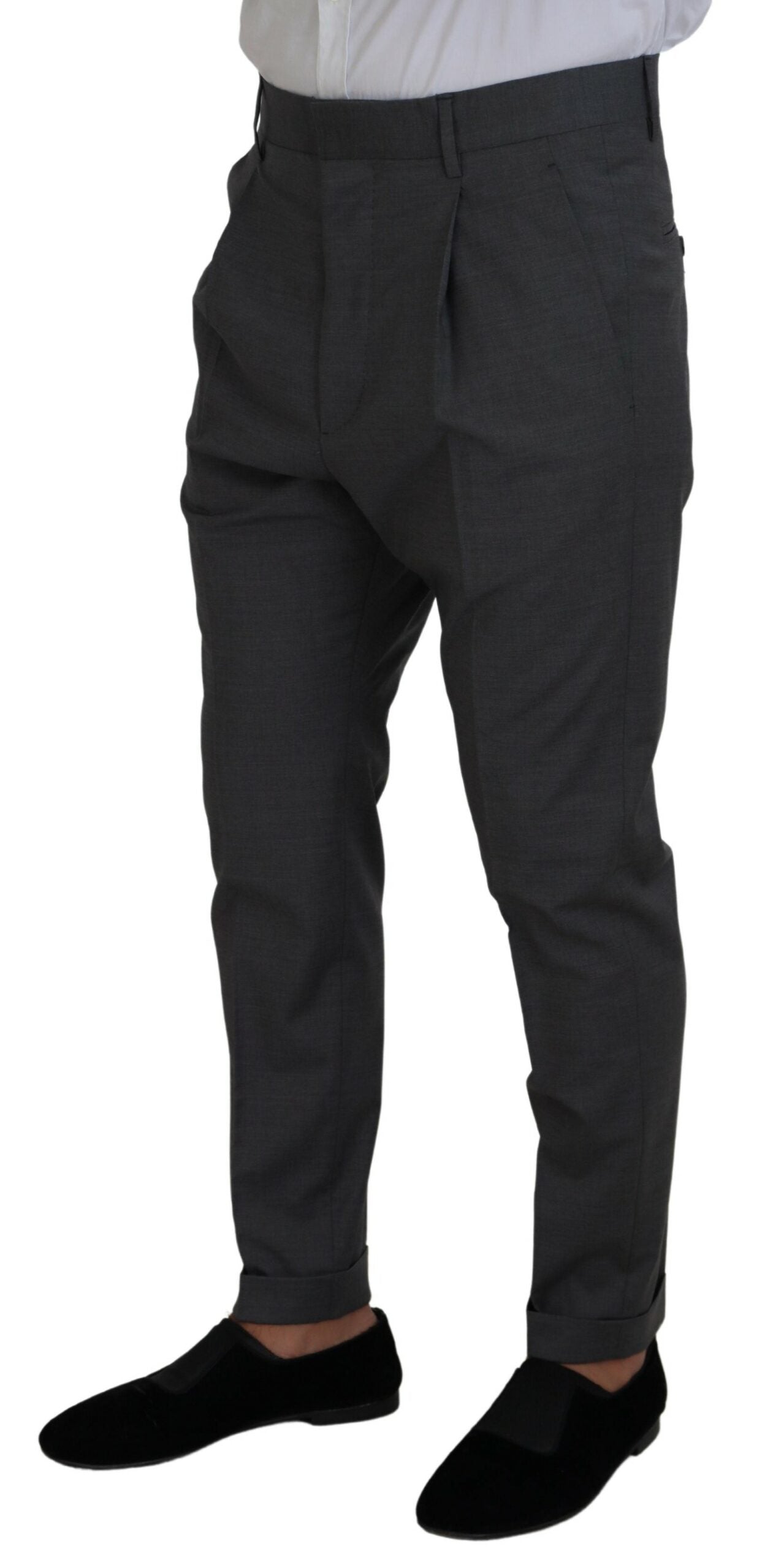 Costume deux pièces en laine gris de Dsquared², veste à un bouton et pantalon assorti, élégant et classique.
