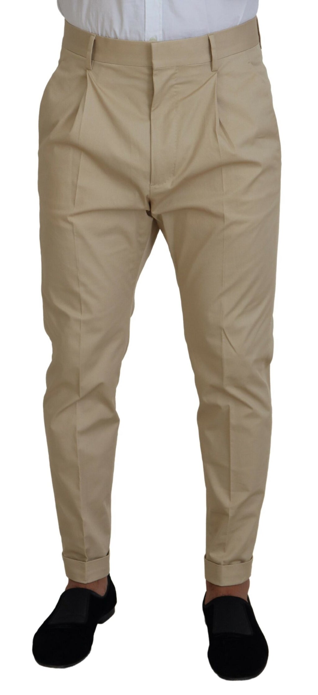 Costume deux pièces beige en coton Dsquared², veste à double boutonnage et pantalon assorti, élégant et moderne.