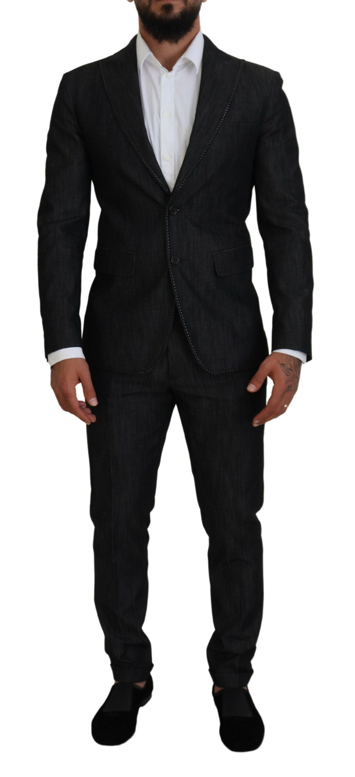 Costume homme noir en coton Dsquared² Miami à deux pièces avec veste croisée et pantalon ajusté, élégant et moderne.