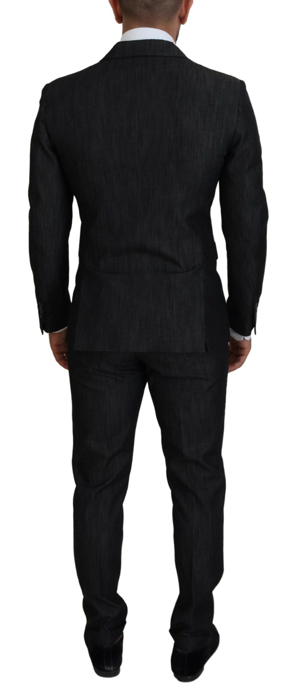 Costume homme Dsquared² en coton noir à deux pièces, veste à boutons simple boutonnage, style Miami élégant.