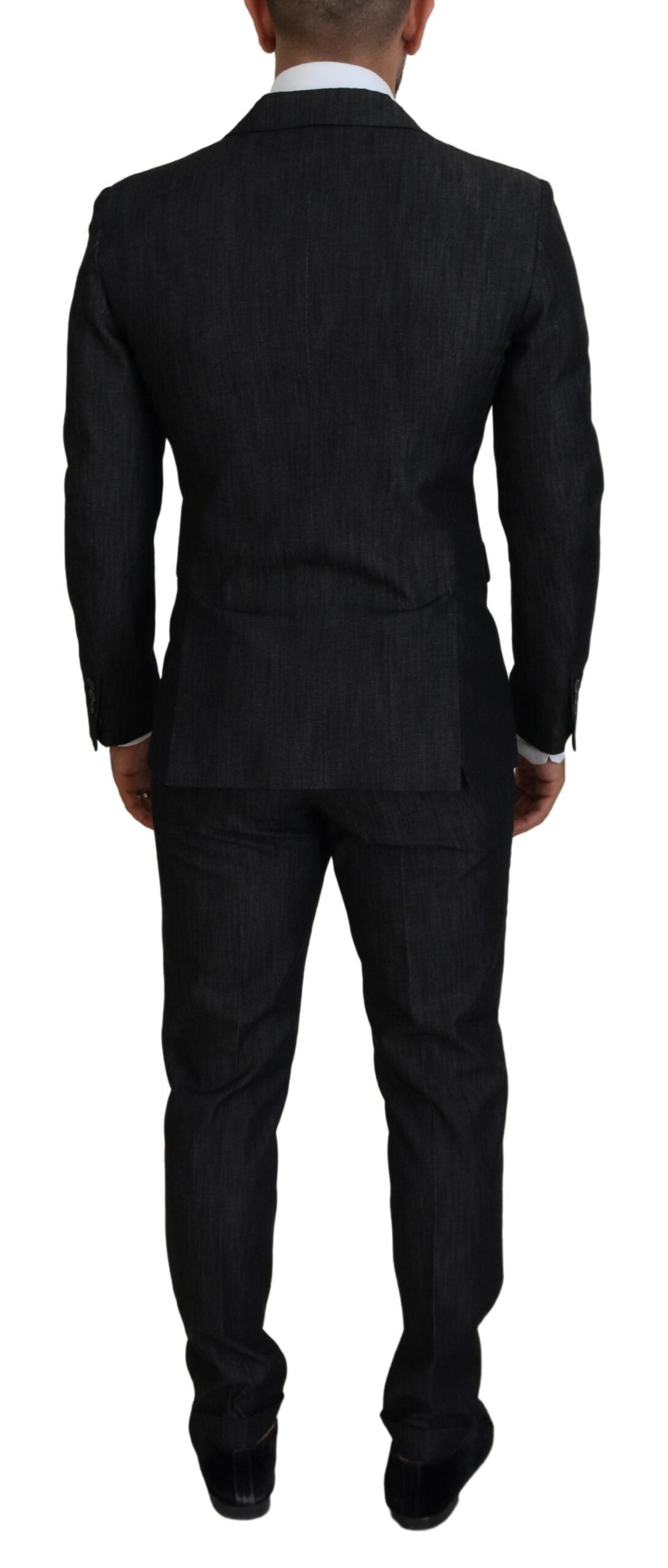 Costume homme Dsquared² en coton noir à deux pièces, veste à boutons simple boutonnage, style Miami élégant.