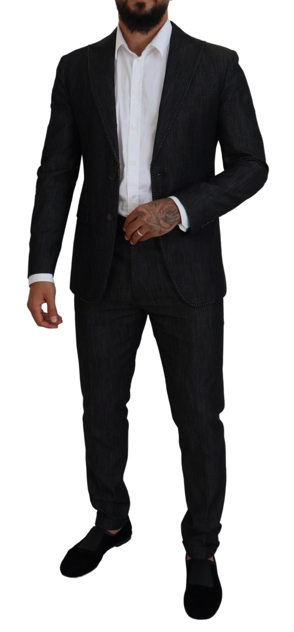 Costume homme noir en coton Dsquared², costume deux pièces à une poitrine, style Miami, image 4532894