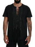 T-shirt en coton noir avec chaîne décorative de la marque Dsquared², manches courtes et style moderne.