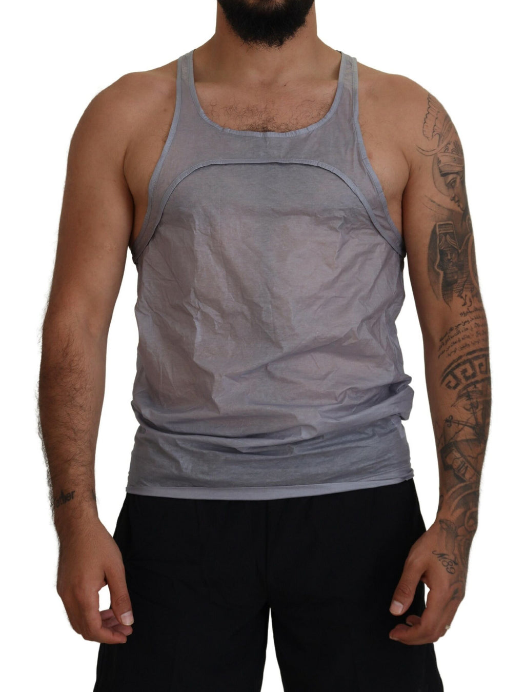 T-shirt sans manches gris clair en coton de la marque Dsquared², vue de face, pour homme.