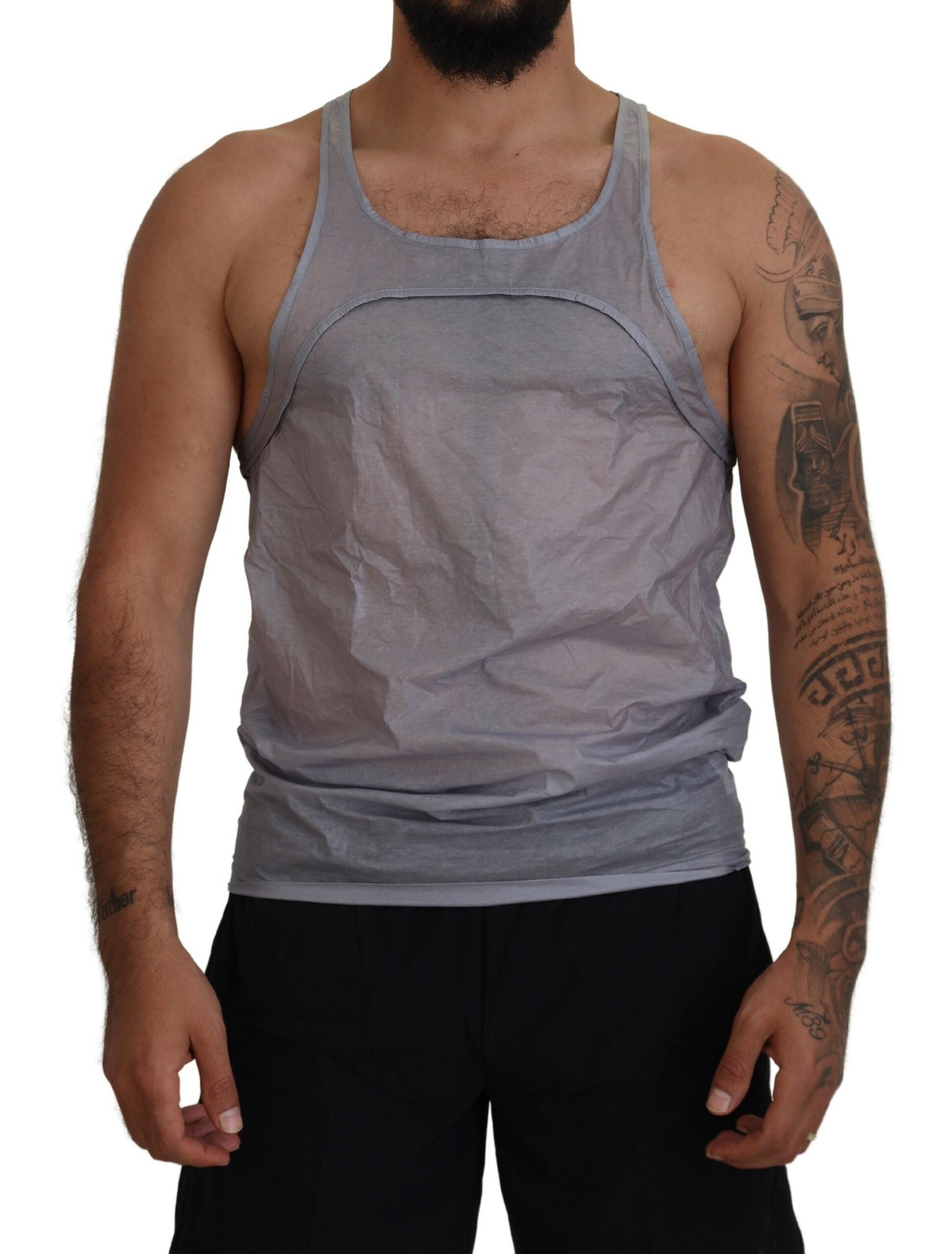 T-shirt sans manches gris clair en coton de la marque Dsquared², vue de face, pour homme.