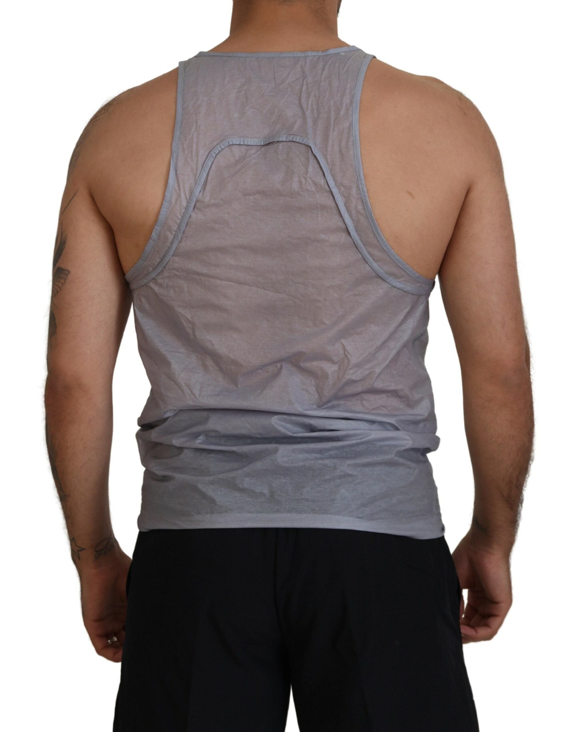 Débardeur gris clair en coton pour homme de la marque Dsquared², sans manches, élégant et confortable.