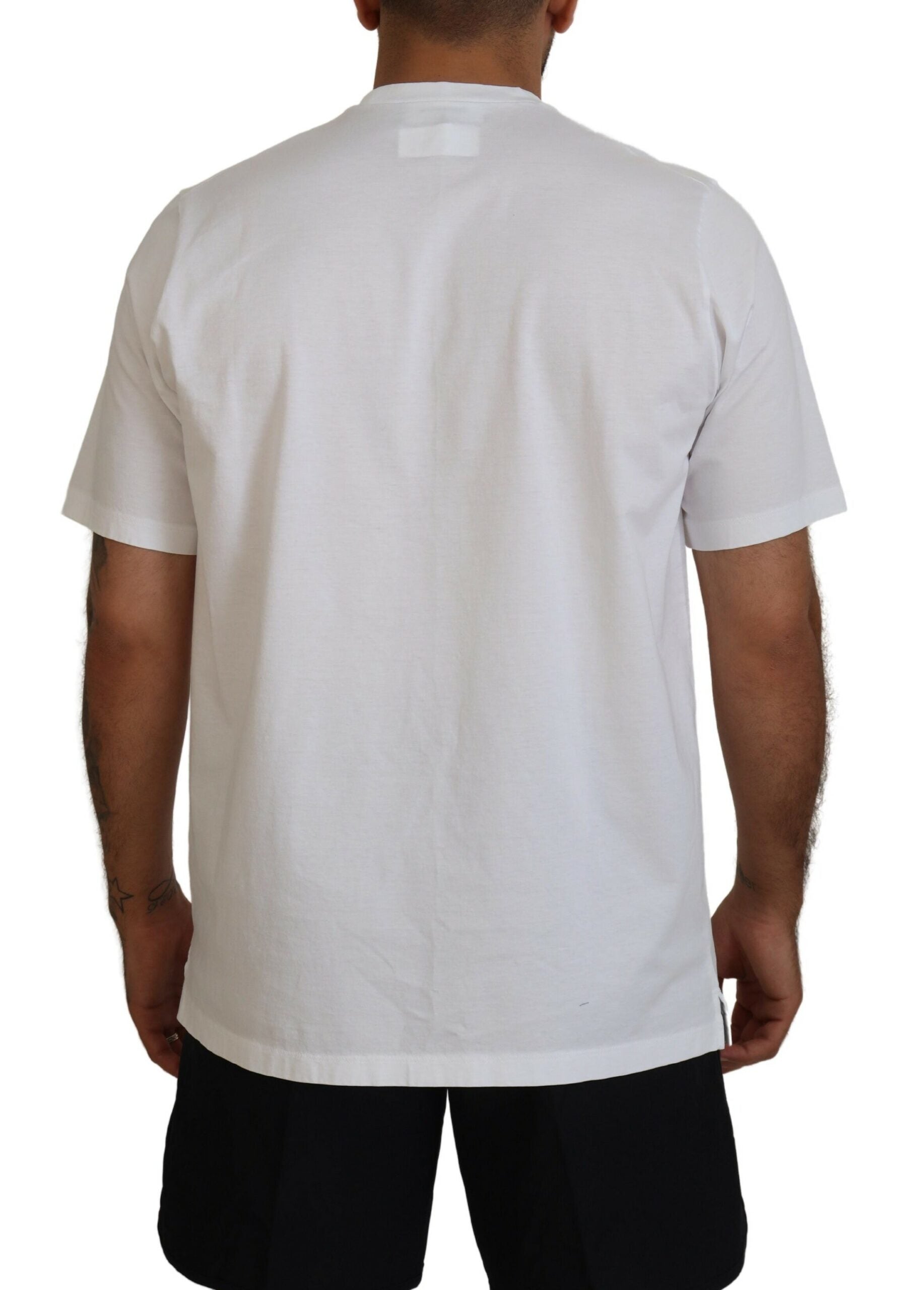 T-shirt blanc à manches courtes et col rond de Dsquared² en coton, vue de face.