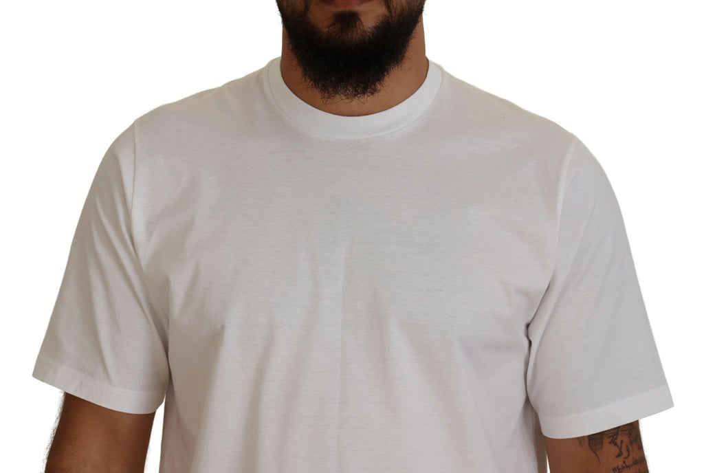 T-shirt blanc en coton à manches courtes de style crewneck par Dsquared², vue de face.