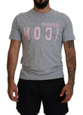 T-shirt gris à logo Dsquared² à manches courtes et col rond, en coton, vue de face.