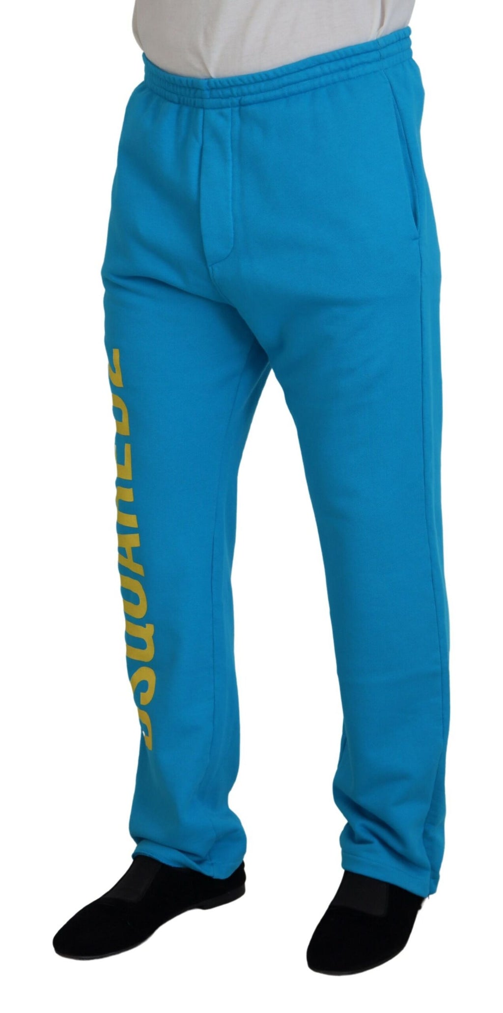 Pantalon décontracté en coton bleu clair avec logo imprimé, de la marque Dsquared².