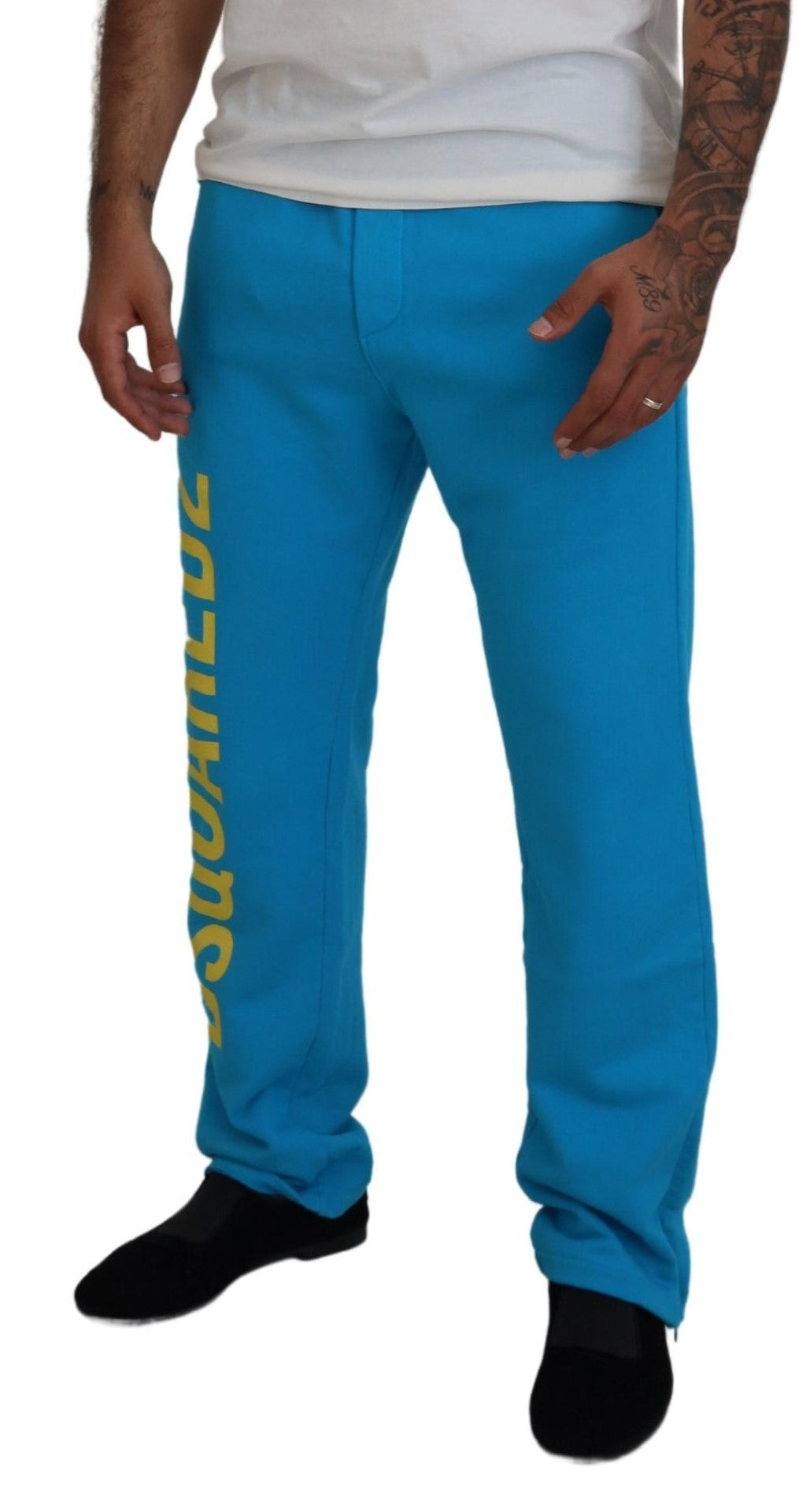 Pantalon casual en coton bleu clair avec logo imprimé, signé Dsquared², pour un style décontracté et tendance.