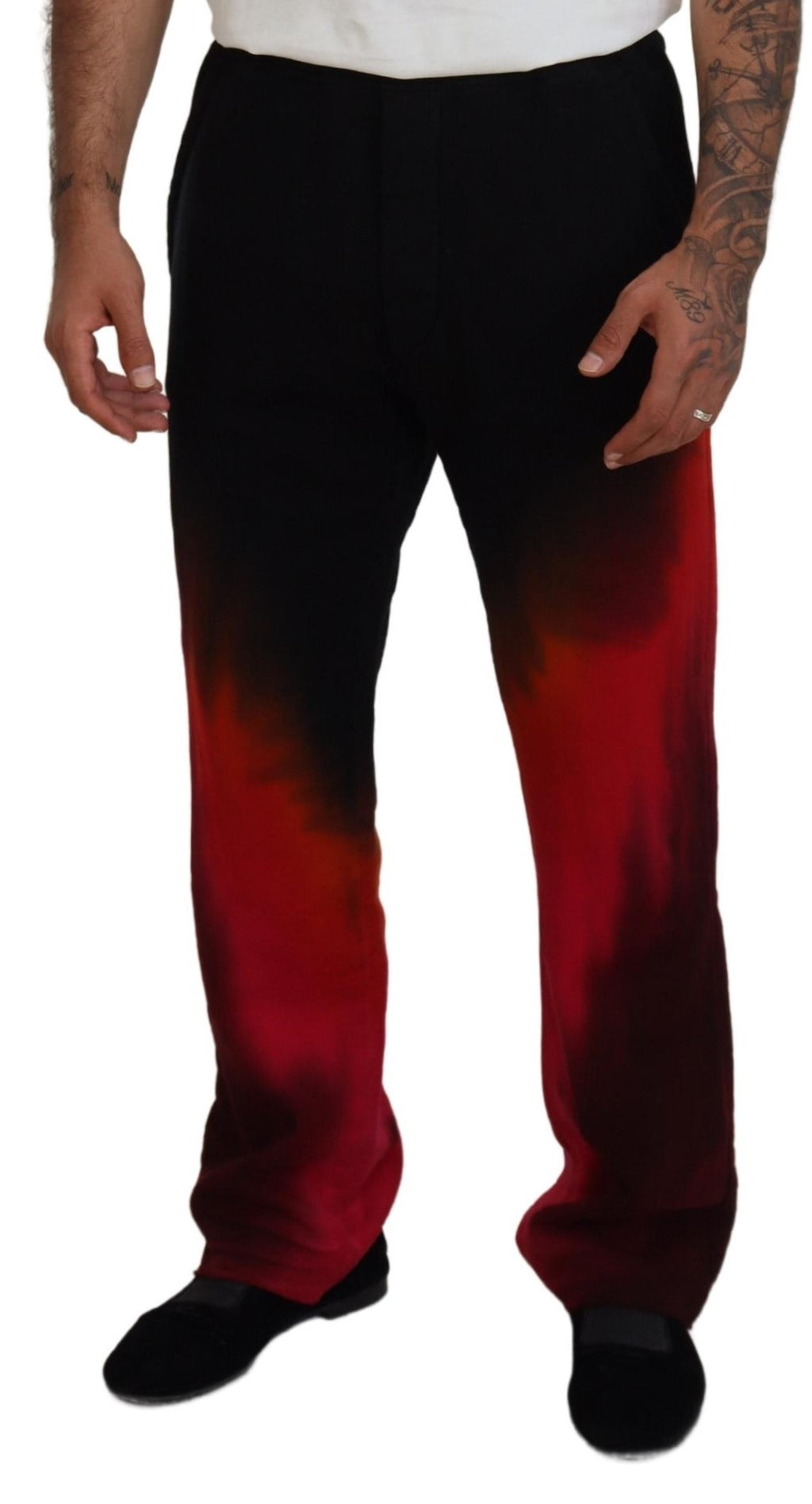 Pantalon décontracté en coton noir et rouge avec logo imprimé de Dsquared², style casual et confortable.