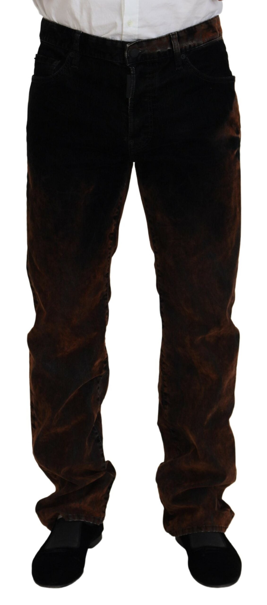 Jeans en denim casual marron de coupe droite de Dsquared², en coton lavé et délavé.