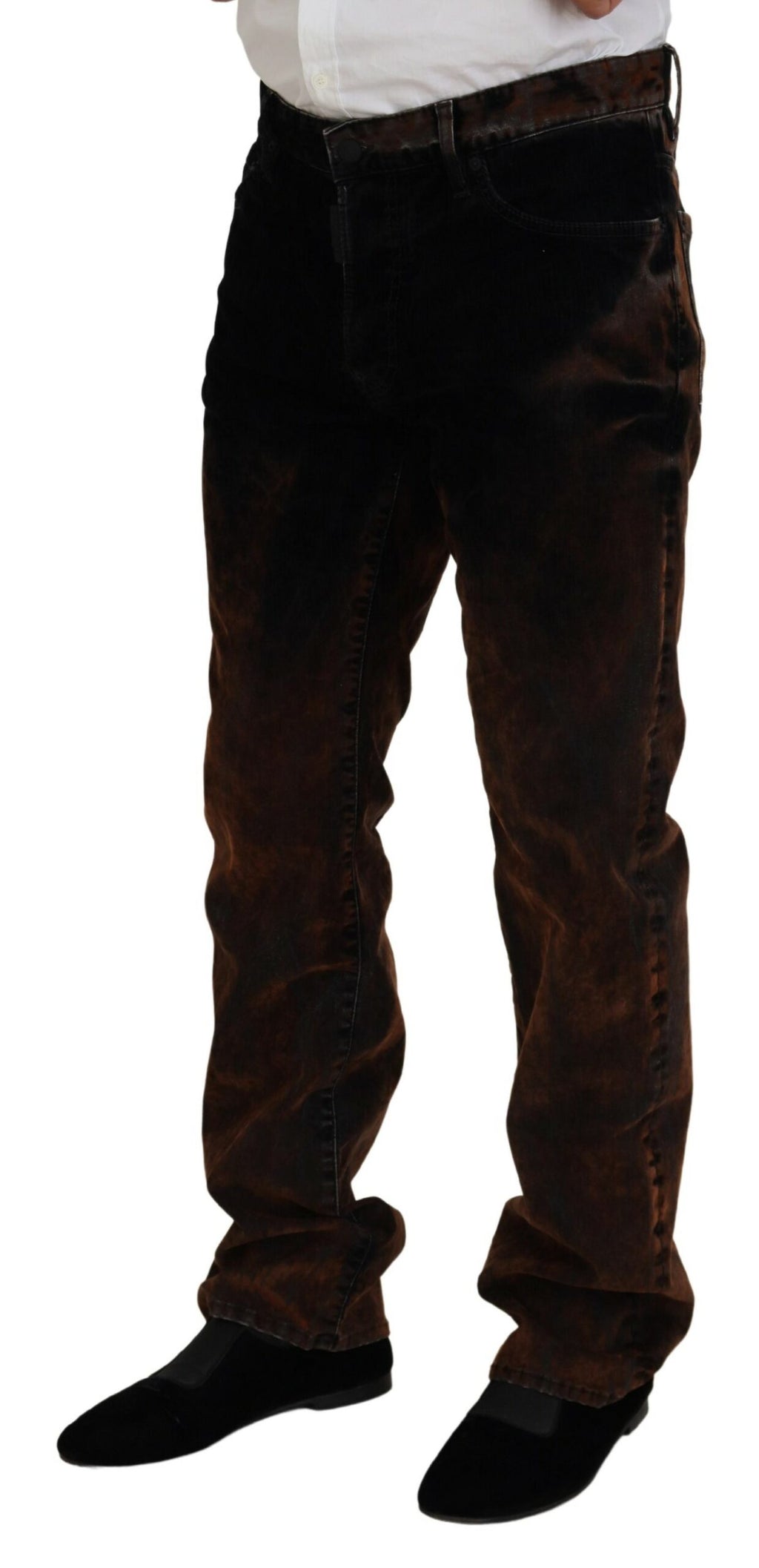 Jeans décontractés en coton brut marron de coupe droite de Dsquared², style casual et usé, pour un look tendance.