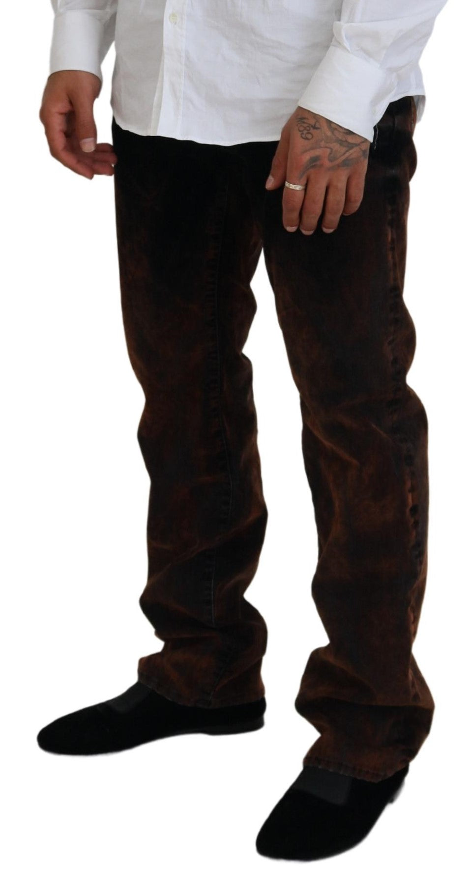 Jeans en denim marron délavé de coupe droite de Dsquared², style décontracté et confortable pour un look casual.