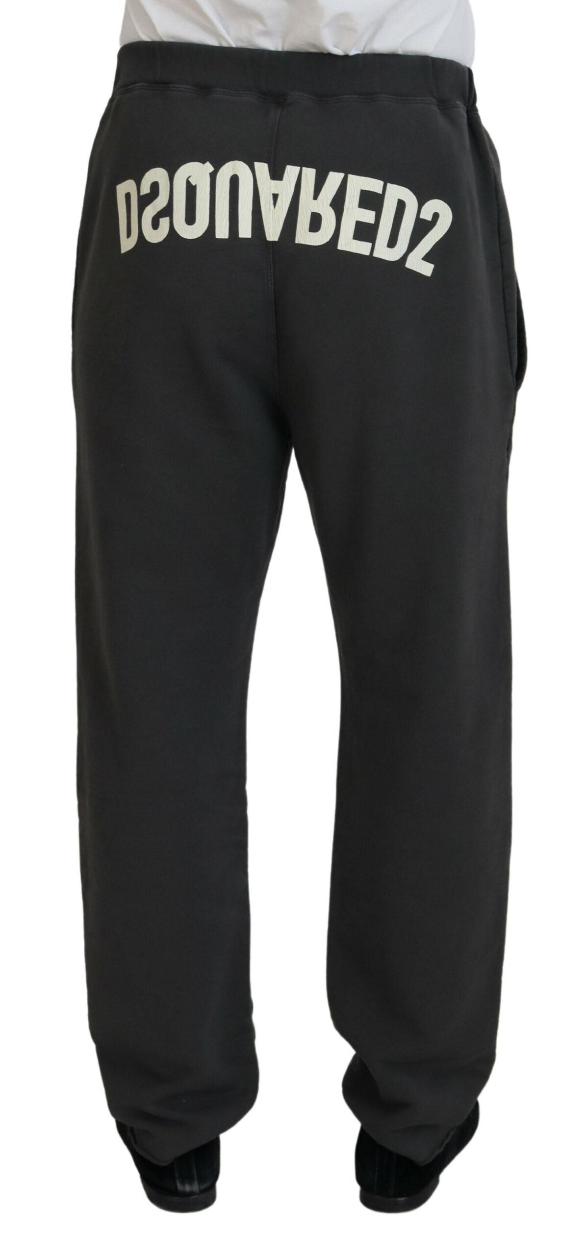Pantalon décontracté pour homme en coton gris foncé de Dsquared² avec détails déchirés et style casual.