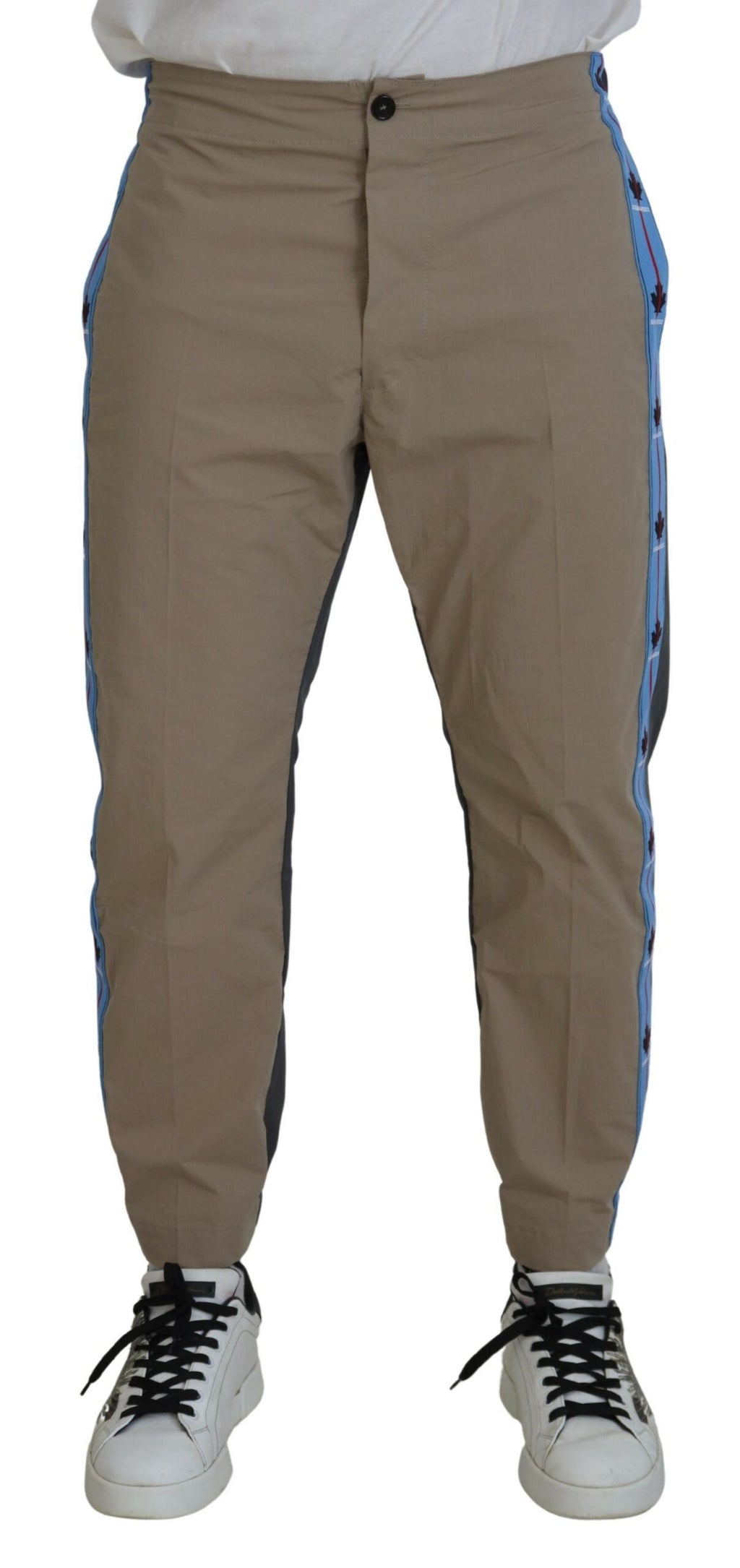 Pantalon homme casual en coton gris et marron deux tons de la marque Dsquared², vue de face.