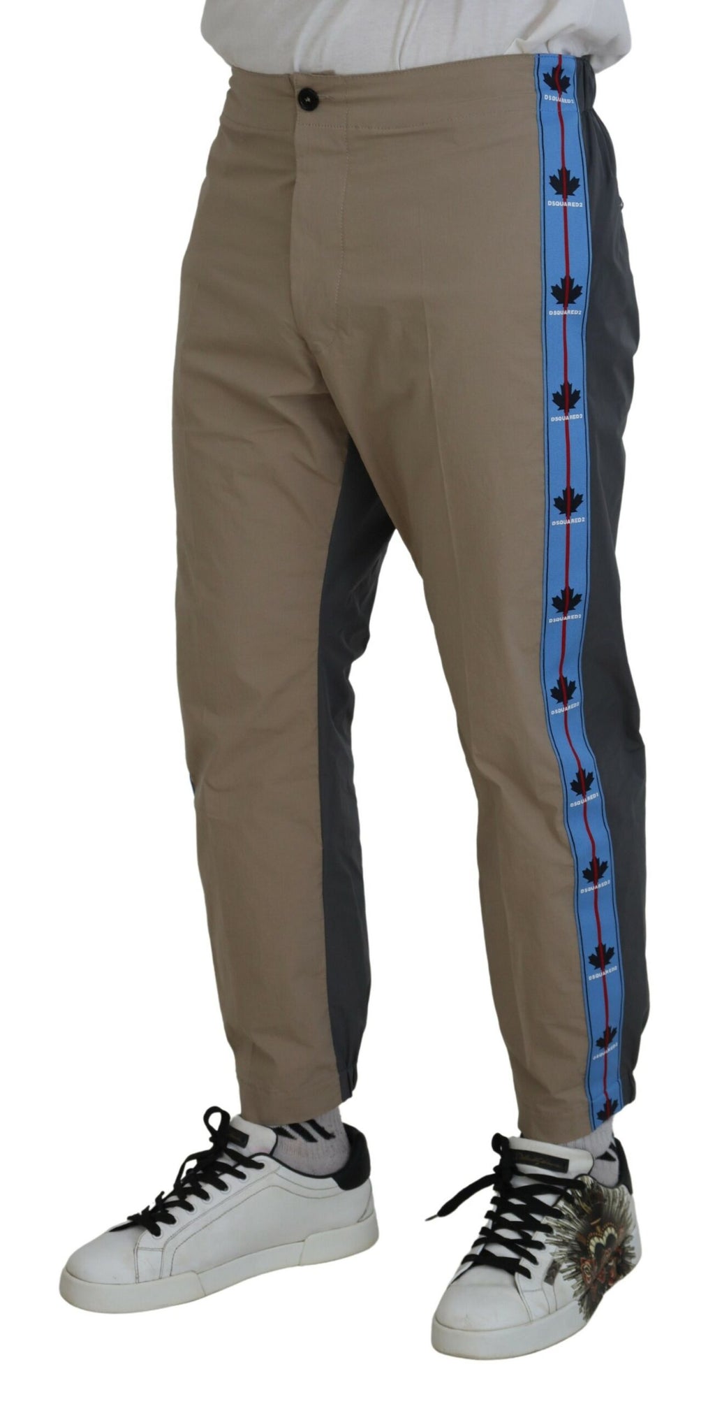 Pantalon homme décontracté en coton gris et marron à deux tons de Dsquared², style casual et confortable.