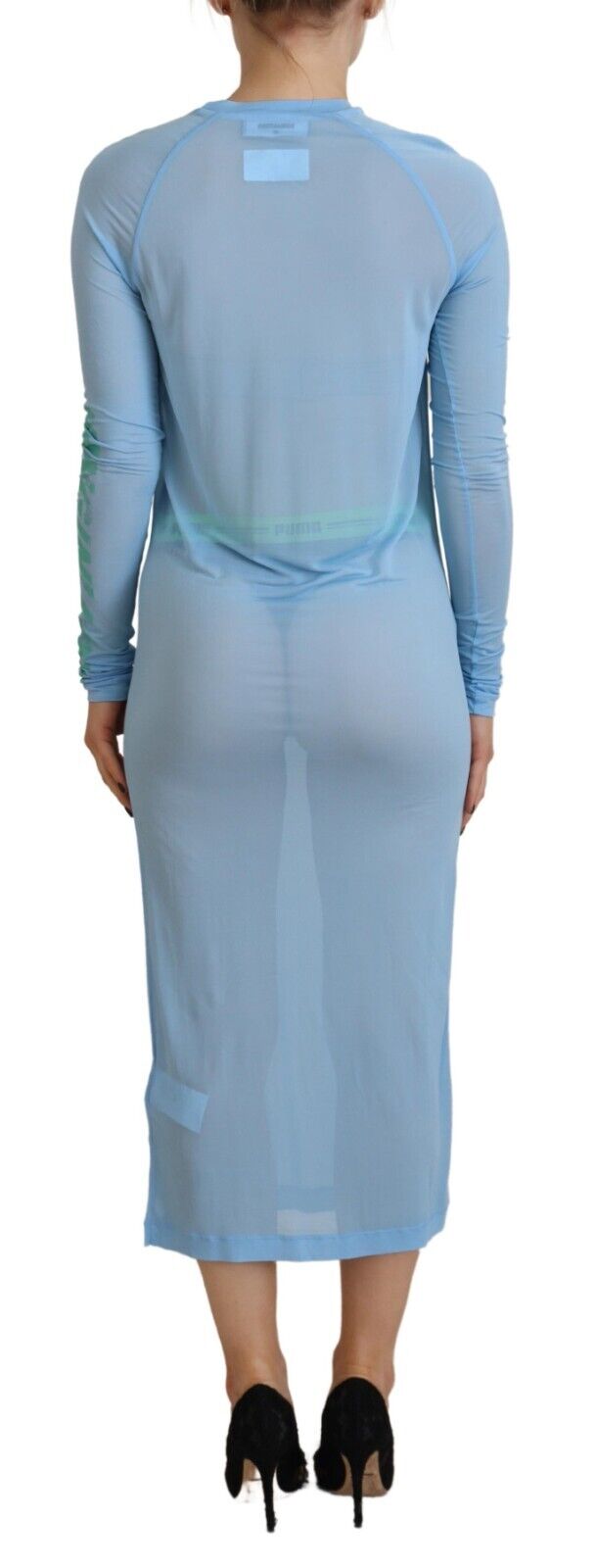 Robe longue à manches longues en viscose imprimée bleue de Dsquared², vêtement léger et élégant pour la plage ou la saison chaude.