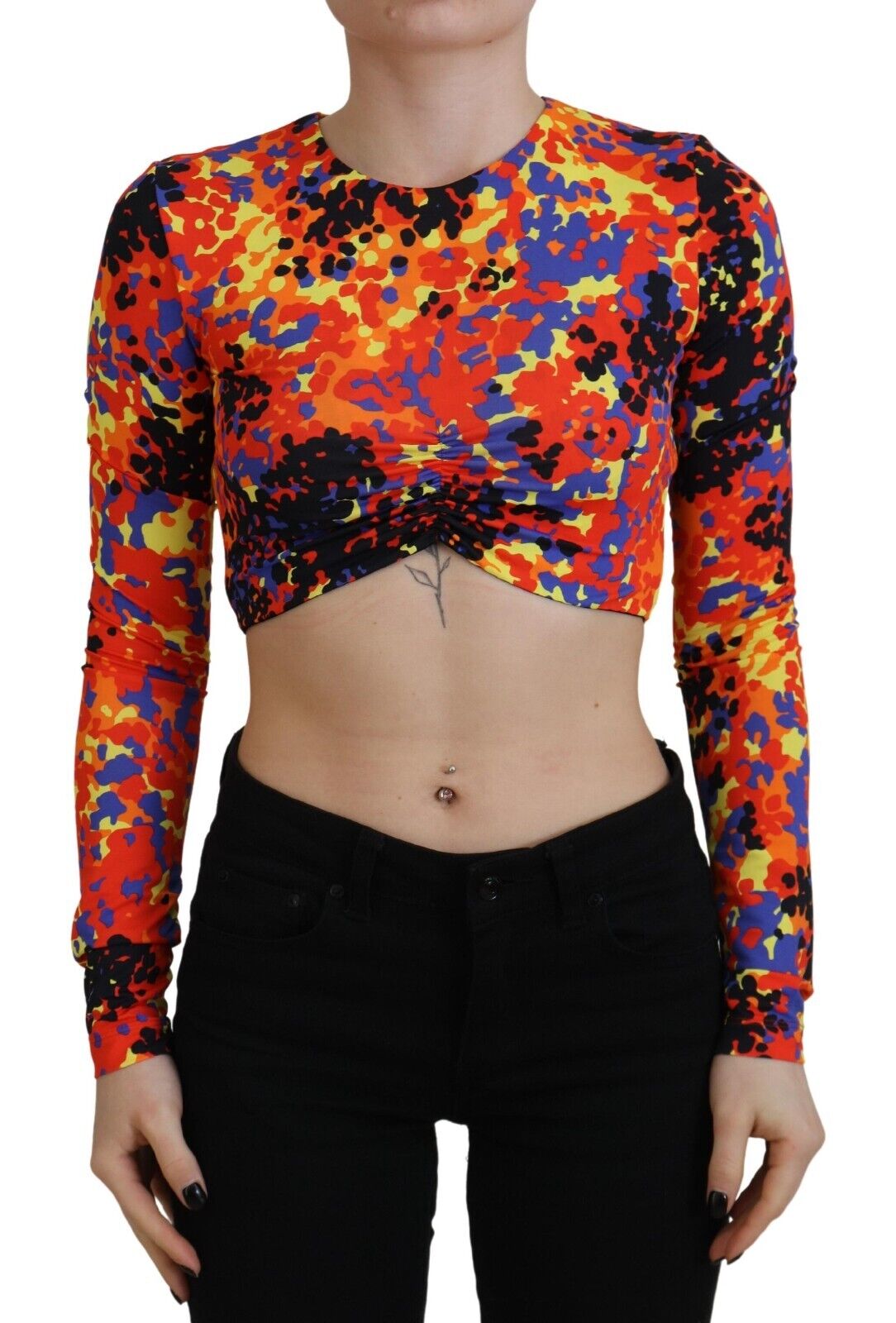 Haut court à manches longues en multicolore de Dsquared², blouse crop top avec détails colorés et style élégant.