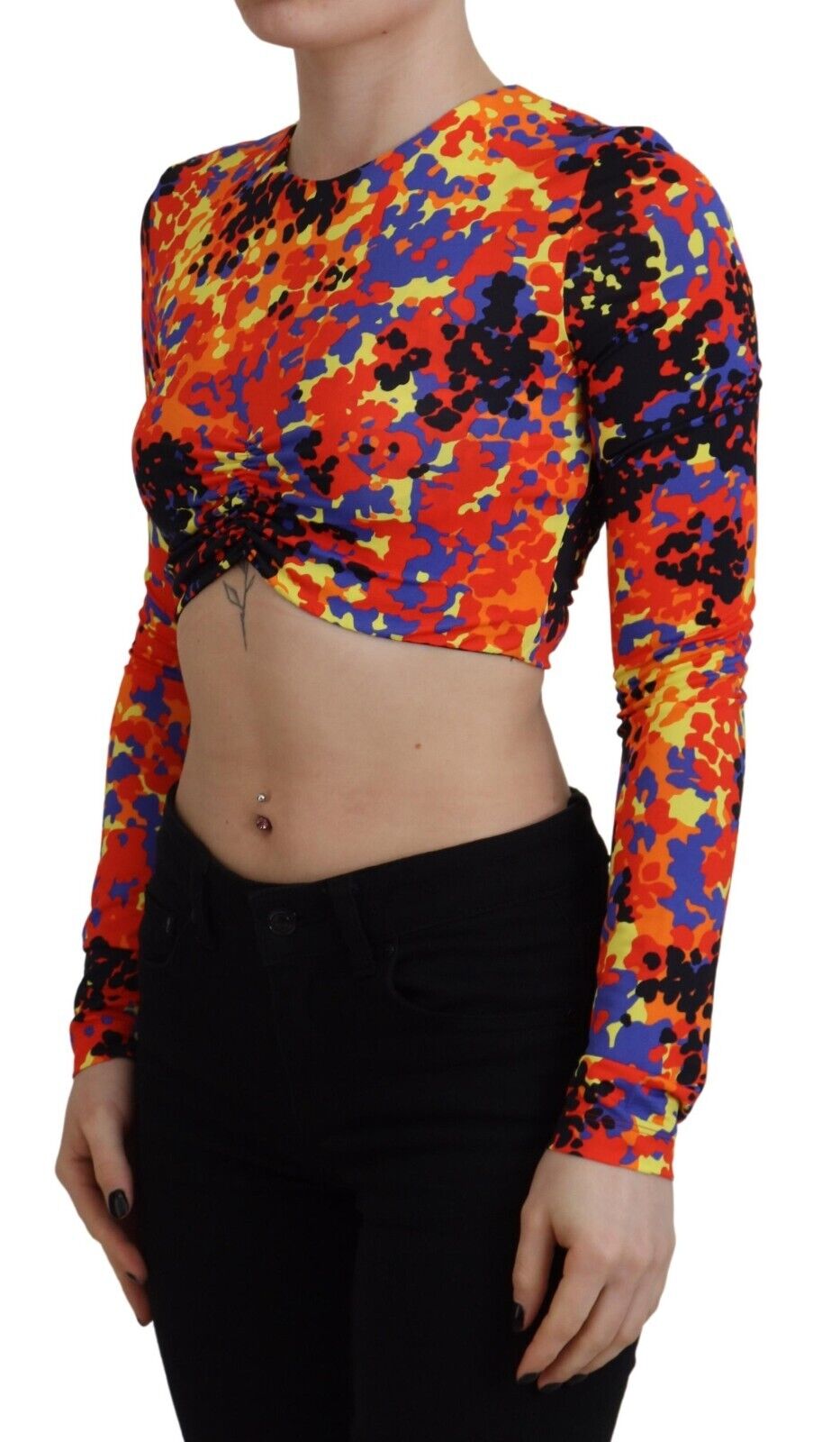 Haut court à manches longues multicolores Dsquared², camisole crop top en tissu léger et tendance.