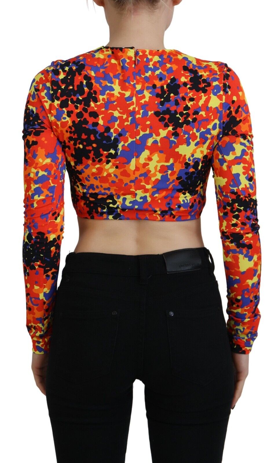 Blouse courte à manches longues Dsquared² multicolore, top en cami crop top avec motifs colorés et style tendance.