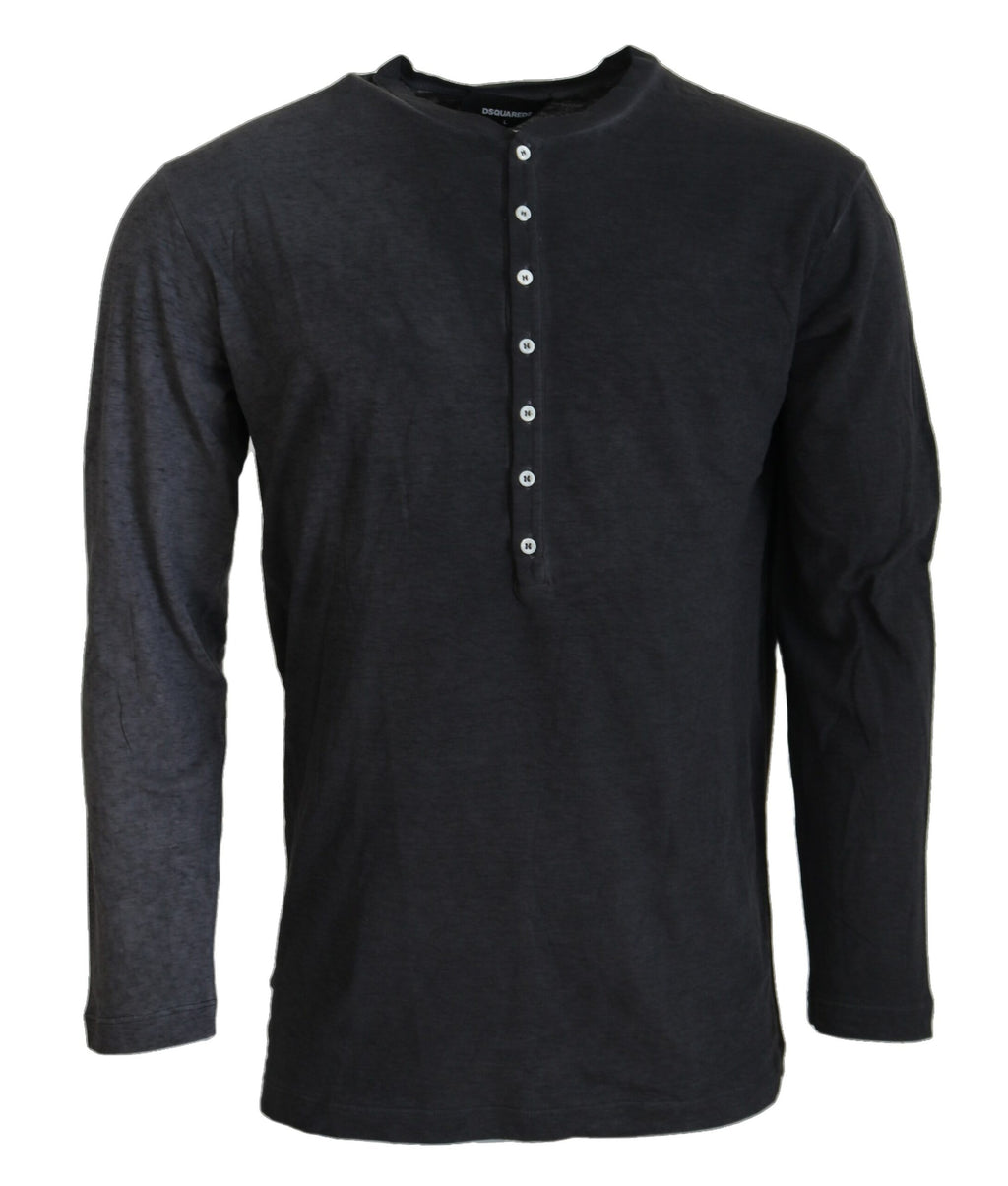 Pull en coton lin noir Dsquared² à manches longues, élégant et décontracté, parfait pour un look moderne et confortable.