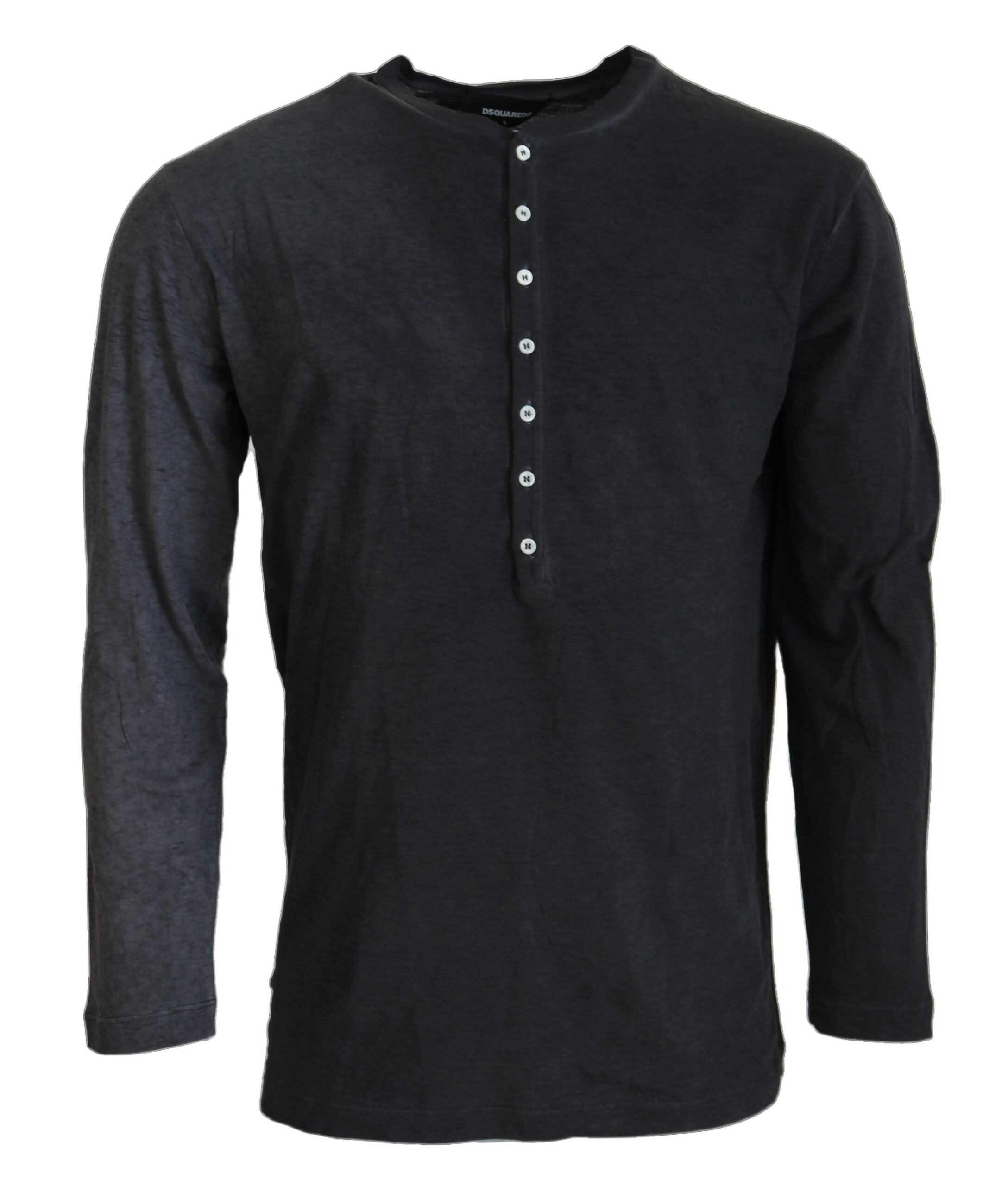 Pull en coton lin noir Dsquared² à manches longues, élégant et décontracté, parfait pour un look moderne et confortable.