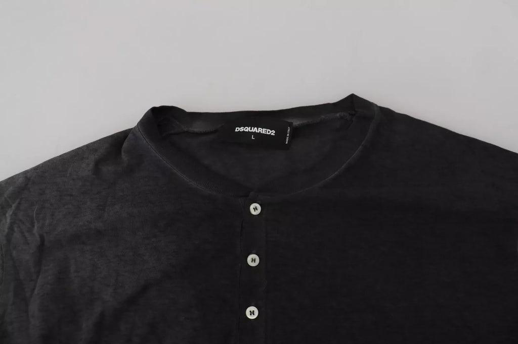 Pull à manches longues en coton et lin noir de Dsquared², style décontracté et élégant pour homme.