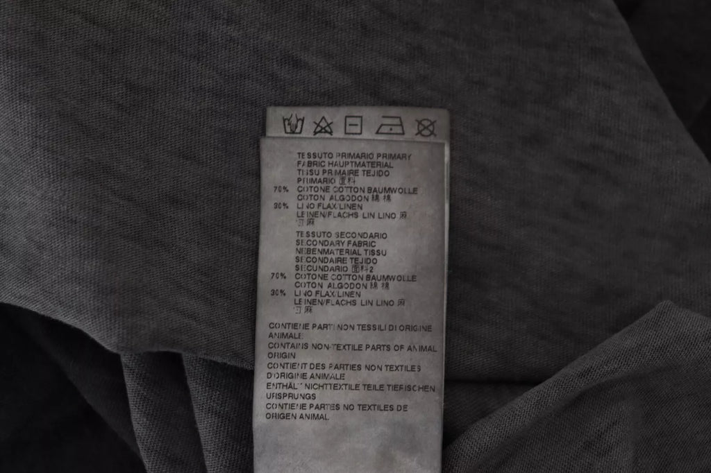 Sweat-shirt à manches longues en coton et lin noir de Dsquared², vue de face, détails du tissu et coupe décontractée visible.