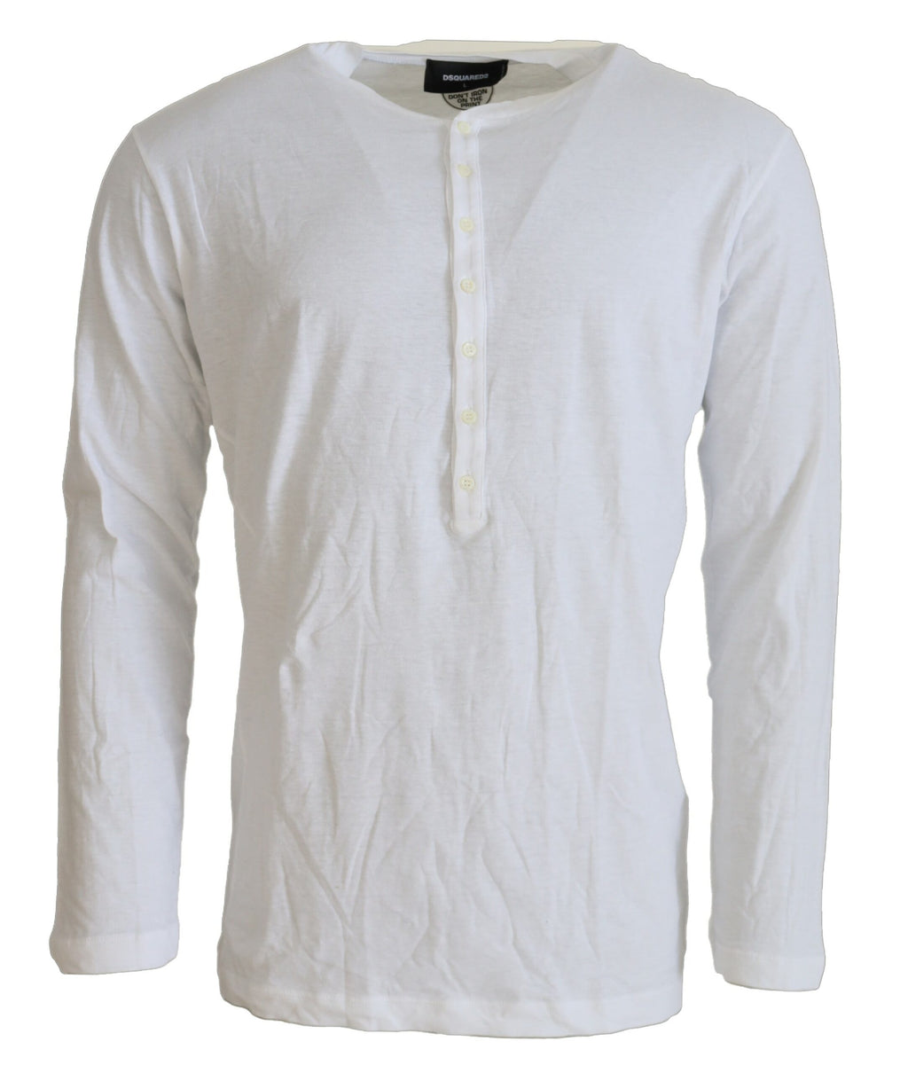 Pull à manches longues en coton et lin blanc de Dsquared², style décontracté et confortable pour homme.