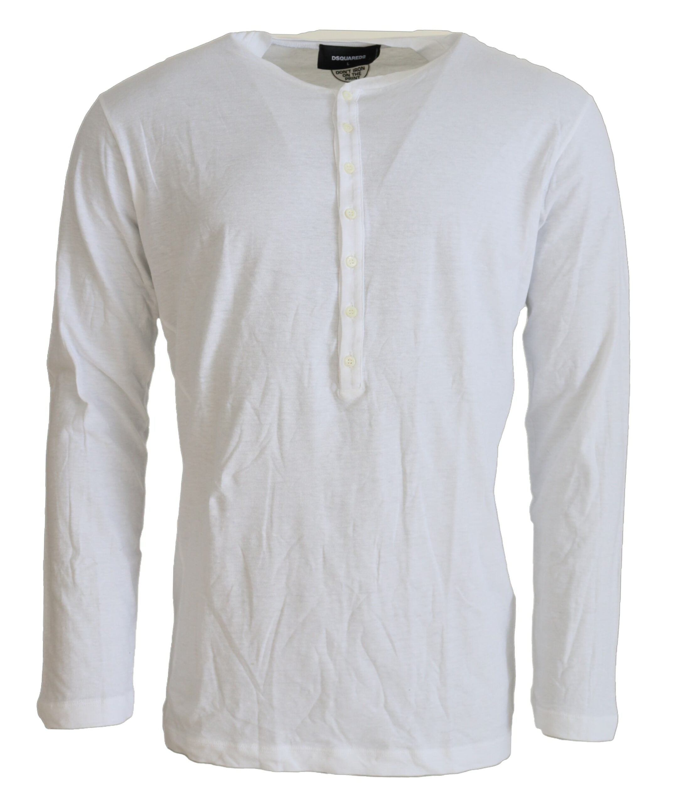Pull à manches longues en coton et lin blanc de Dsquared², style décontracté et confortable pour homme.