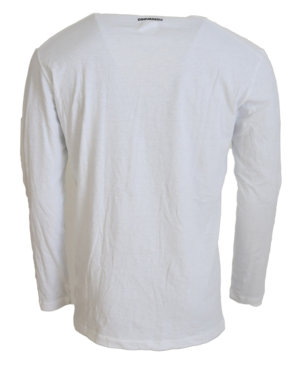 Pull-over à manches longues en coton et lin blanc de Dsquared², vue de l'avant, doux et élégant.