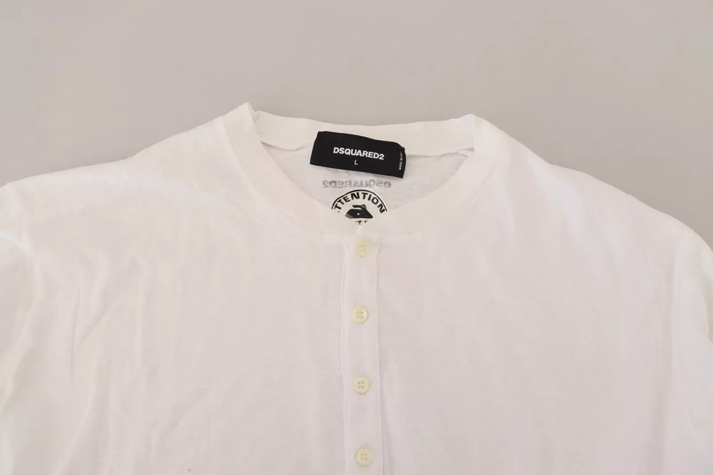 Pull en coton et lin blanc à manches longues de Dsquared², style décontracté et élégant pour homme.