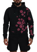 Sweat à capuche en coton noir à motif tie-dye de Dsquared², sweat-shirt décontracté avec capuche et manches longues.