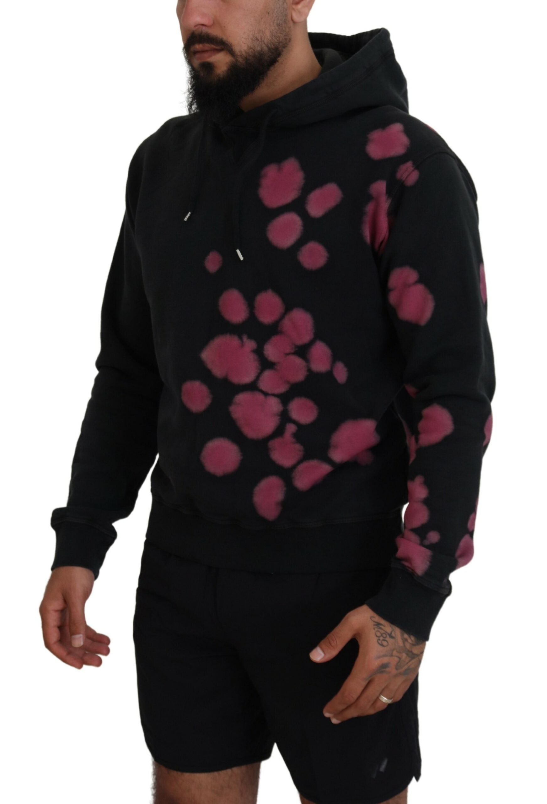 Sweat à capuche en coton tie-dye noir de Dsquared², pull décontracté avec capuche et motif coloré.