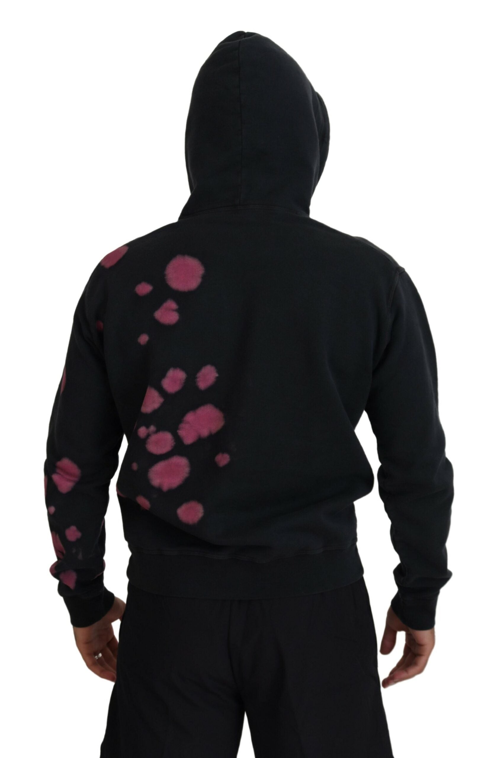 Sweat à capuche en coton tie-dye noir de Dsquared², pull décontracté avec capuche et design coloré.