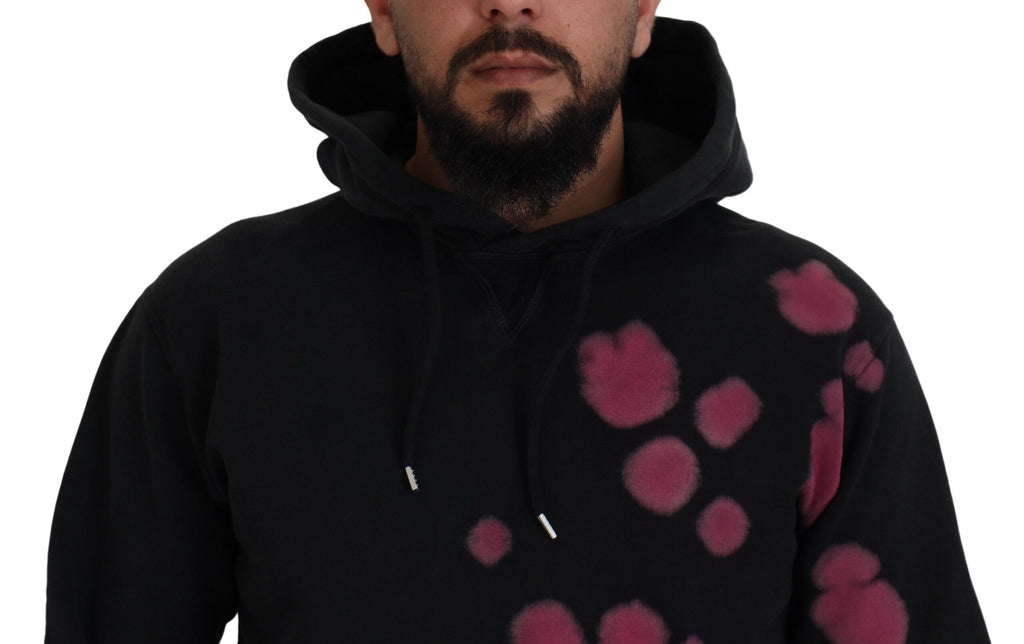 Sweat à capuche en coton tie-dye noir de Dsquared², pull décontracté avec capuche et motif coloré.